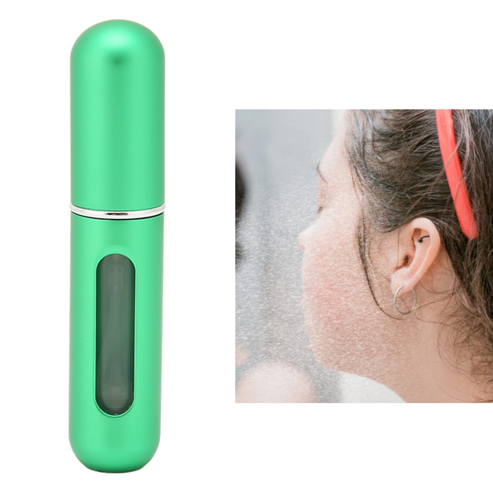 Portable Refillable Perfume Bottle - 10ml Travel Perfume Atomizer with Fine Mist Sprayer for Women & Men, Compact Leak-Proof Design for Airplane Carry-on, Gym, Office & Vacation (Green)