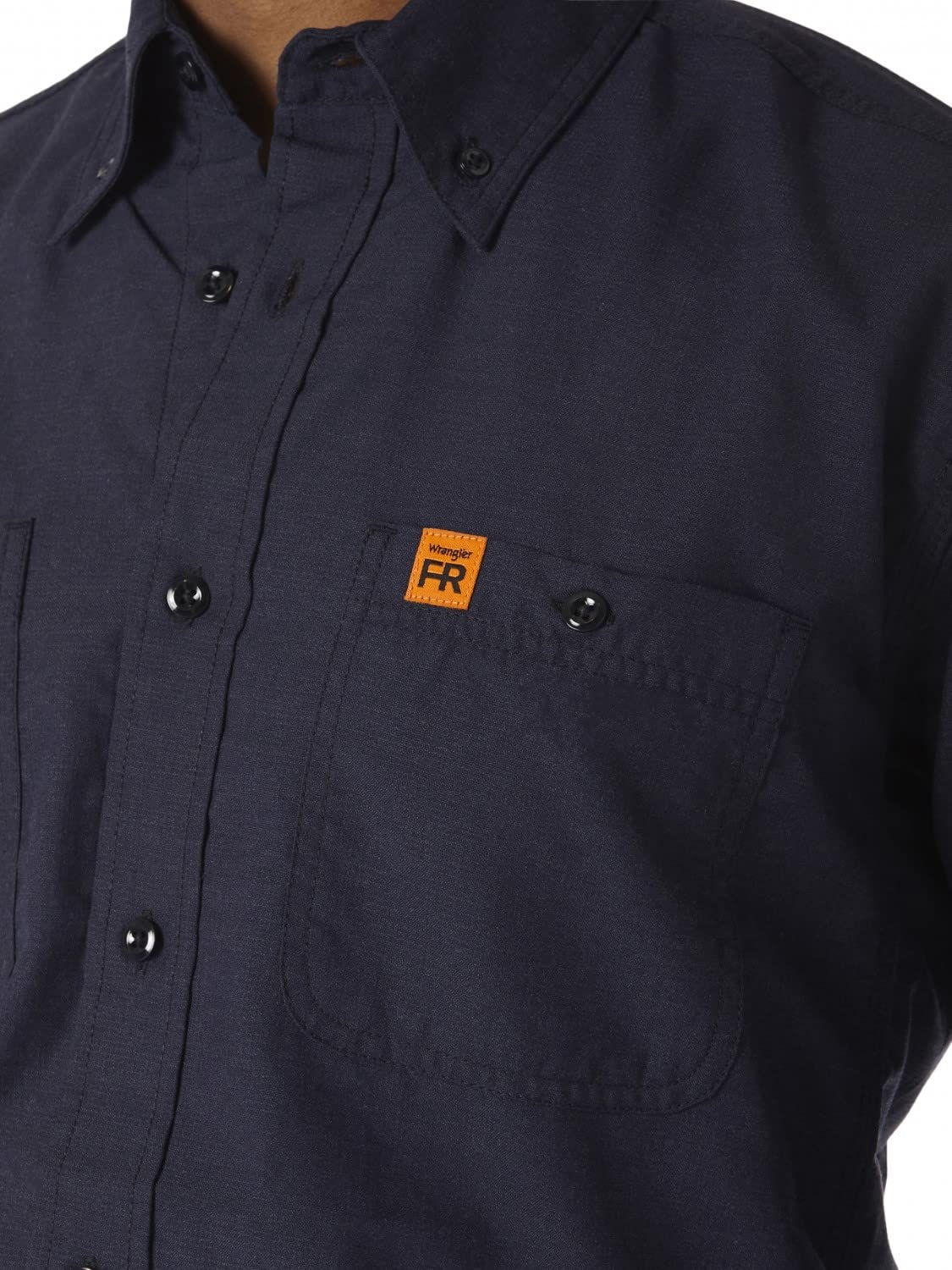 Wrangler Men's Flame Resistant Work Shirt - FR Safety Workwear with Two Pockets for Construction, Welding & Industrial Jobs