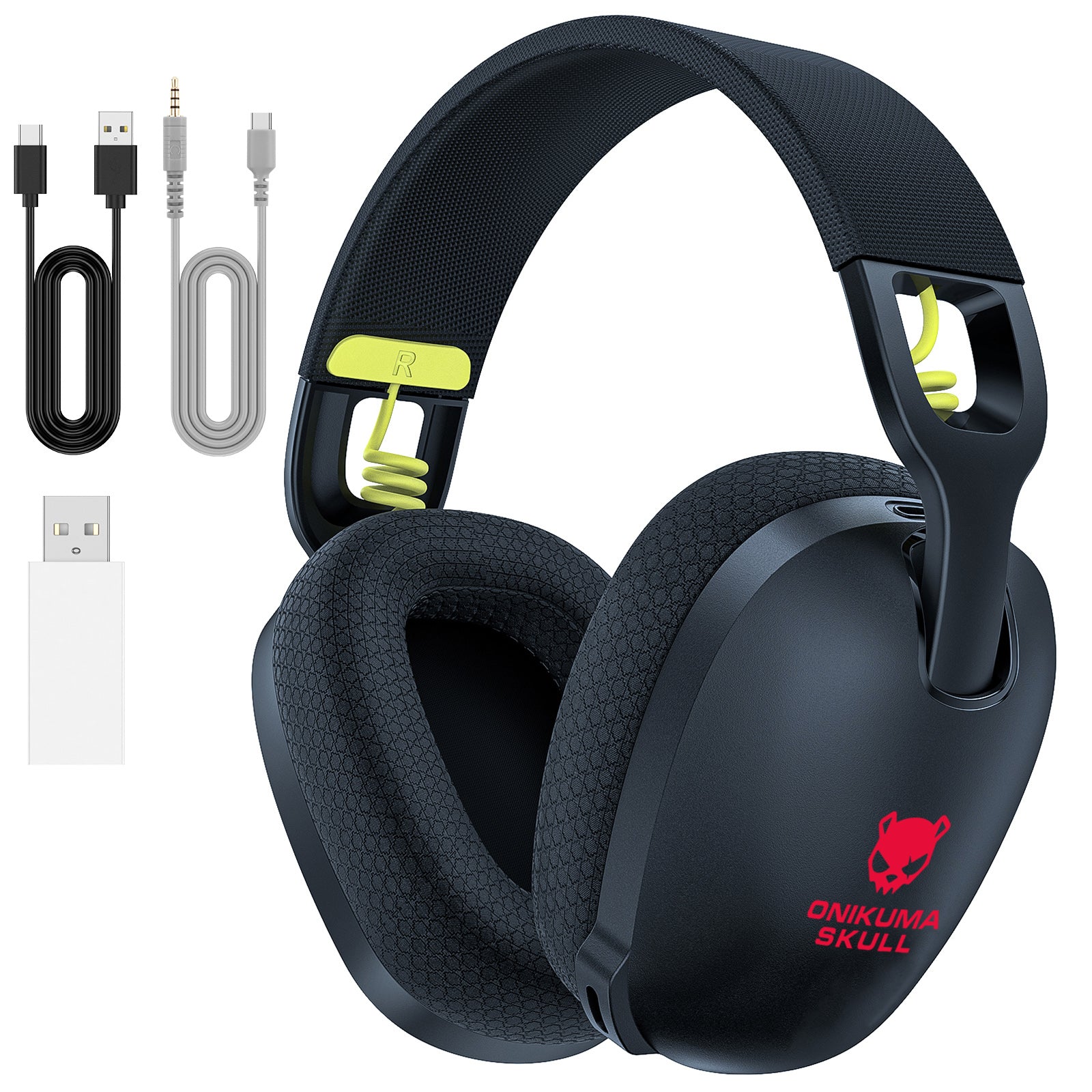 ONIKUMA SKULL Wireless Gaming Headset for PS5/PS4/PC - 2.4GHz Noise Cancelling Headphones with Mic for Fortnite, Call of Duty & FPS Games - 40 Hour Battery Life - Perfect for Competitive Gaming & Late-Night Sessions (Black)