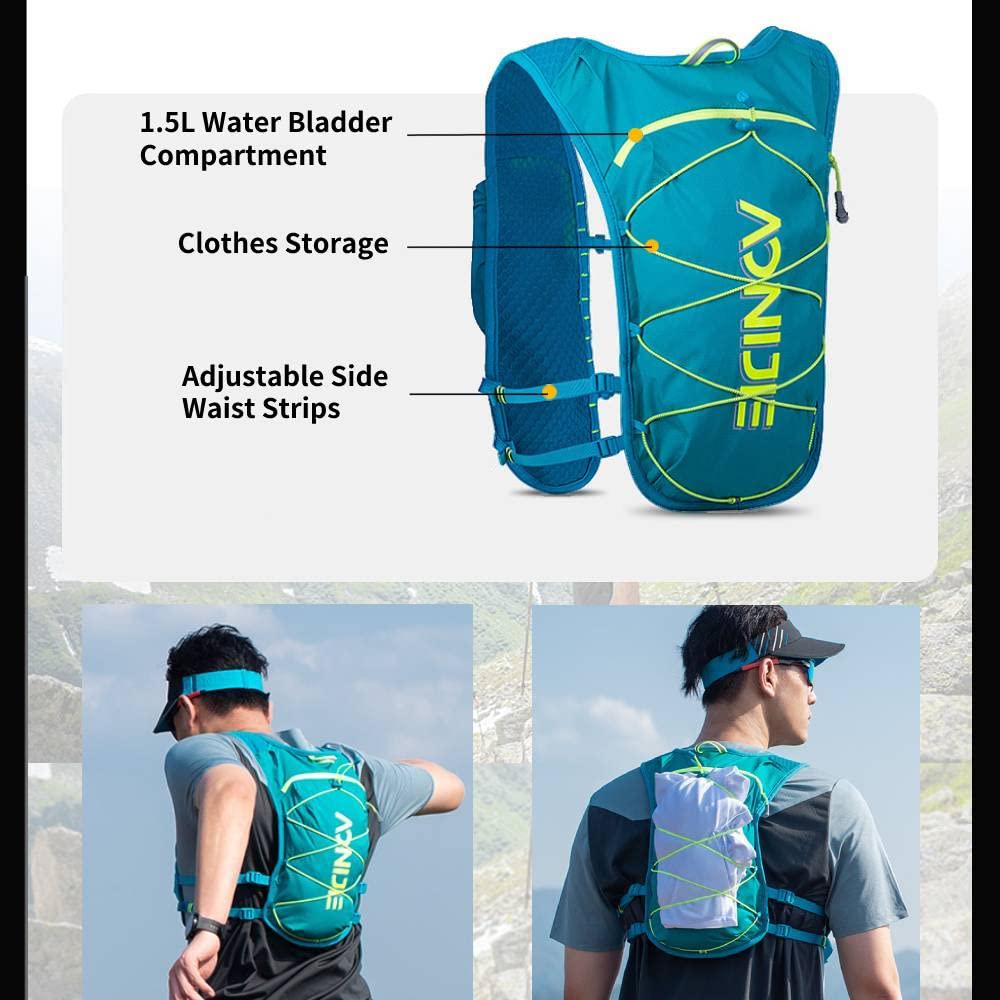 AONIJIE 5L Hydration Pack Backpack - Adjustable Ultralight Running Hydration Vest with Safety Reflective Strip - Perfect for Hiking, Trail Running, Cycling, Marathon & Outdoor Sports