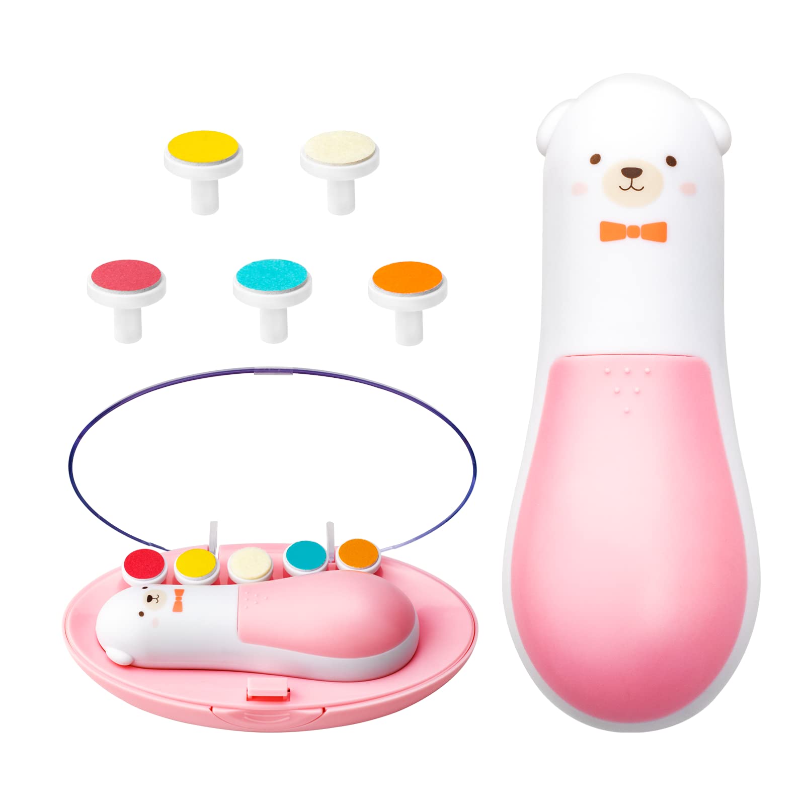 Qunlions Life Electric Baby Nail Trimmer & Clippers Set - 6-in-1 Safe Nail File Grooming Kit for Toddlers, Kids & Adults | Gentle Manicure for Newborns & Sensitive Skin | Perfect for Home, Travel & Baby Care (Pink)