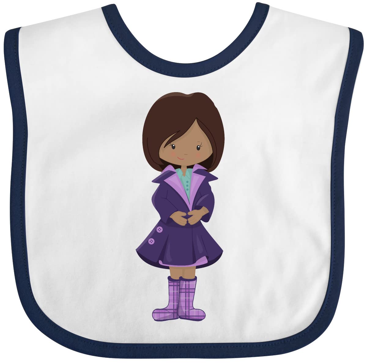 Inktastic African American Girl Fashion Trench Coat Baby Bib - Soft & Absorbent for Mealtime, Feeding, and Messy Play