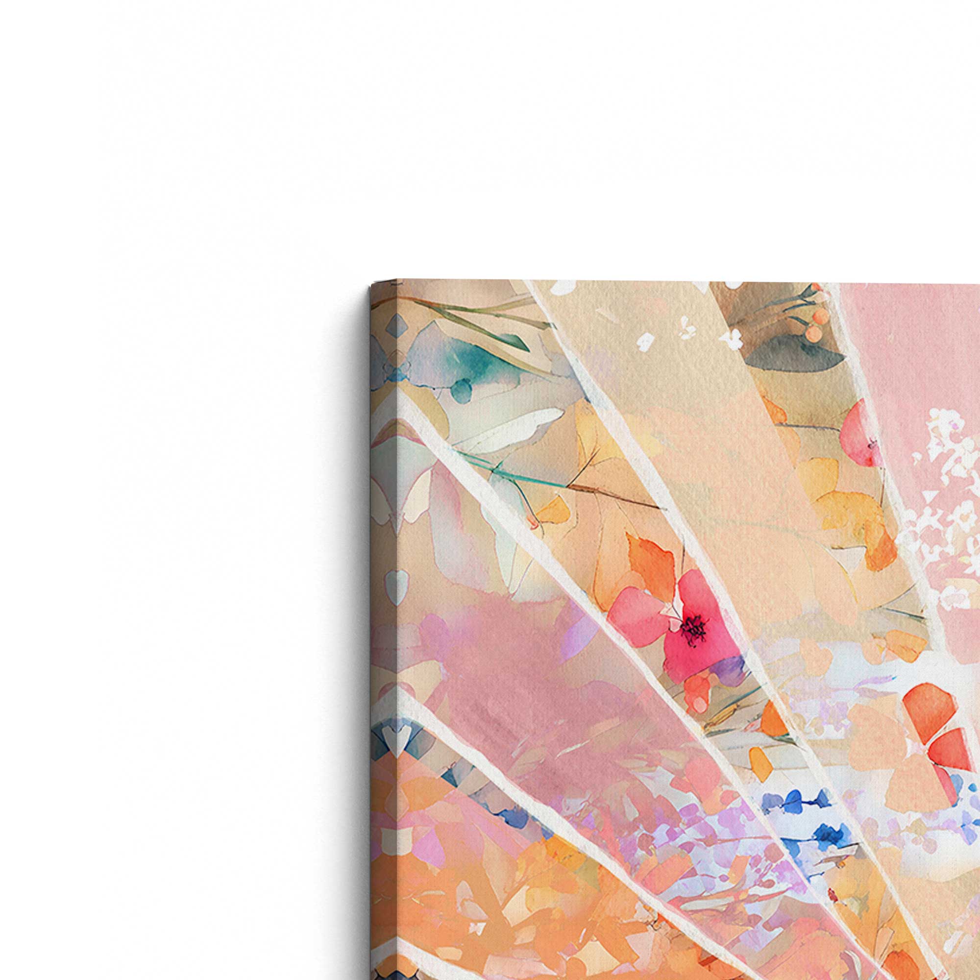 Gentle Floral Sunburst Canvas Wall Art - Handmade Boho Home Decor for Living Room, Bedroom & Office