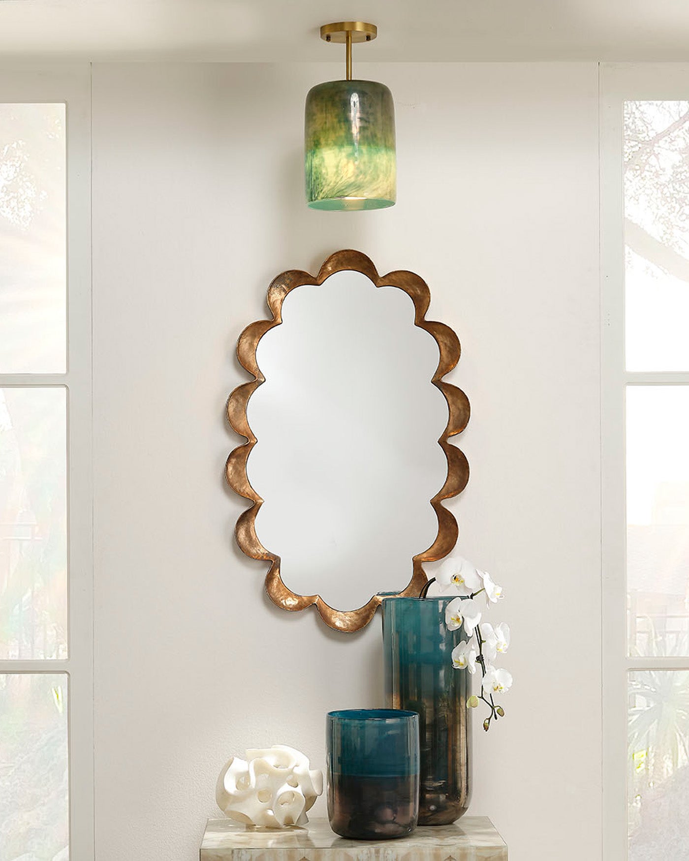 Vapor Semi Flush Mount Ceiling Light in Aqua Blue - Perfect for Bedroom, Kitchen, or Hallway Lighting