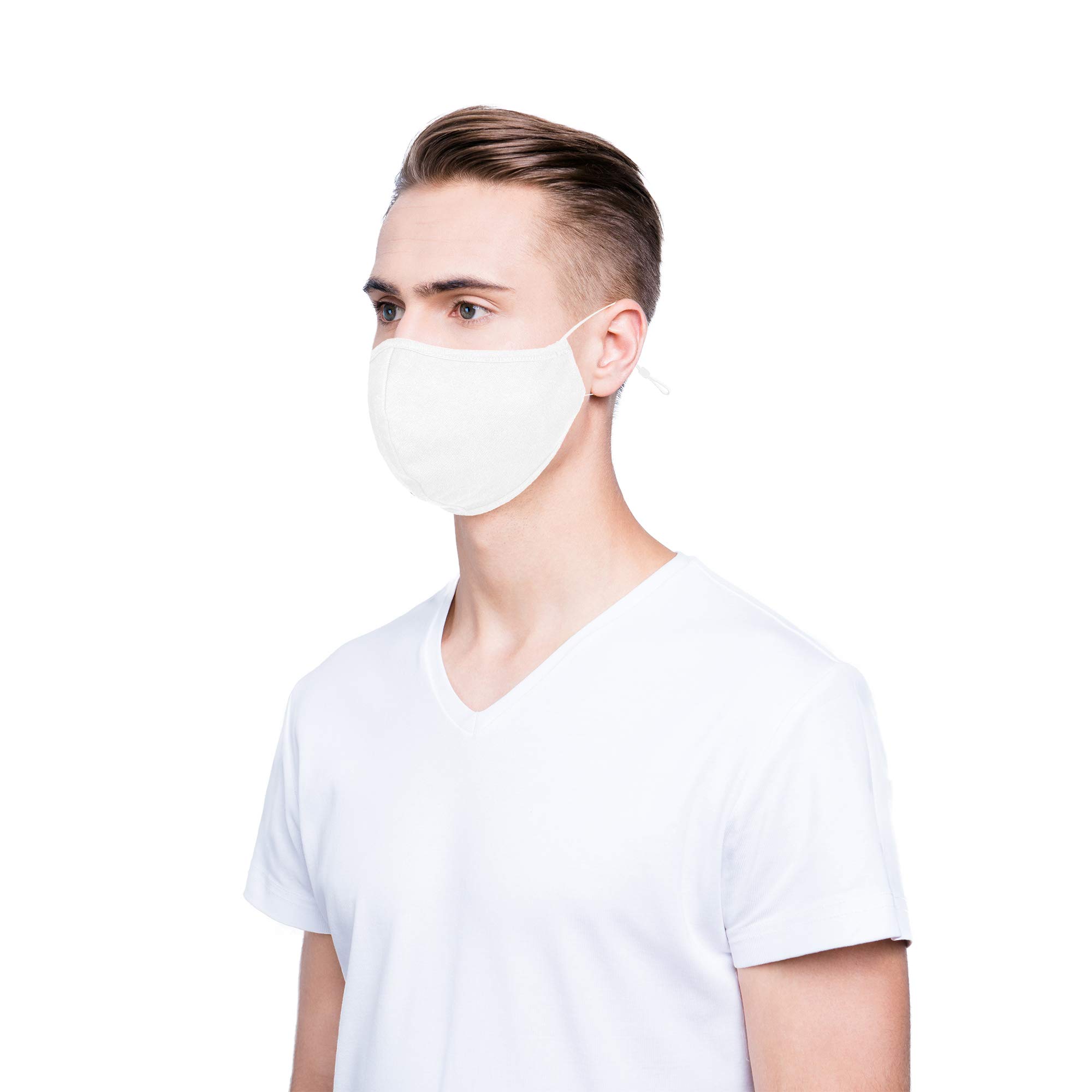 DALIX Reusable Washable Cloth Face Mask 20 Pack - White, L-XL, Made in USA - Perfect for Daily Use, Travel, and Outdoor Activities