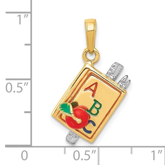14K Gold ABC Book Charm Pendant - School Jewelry Gift for Teachers & Students