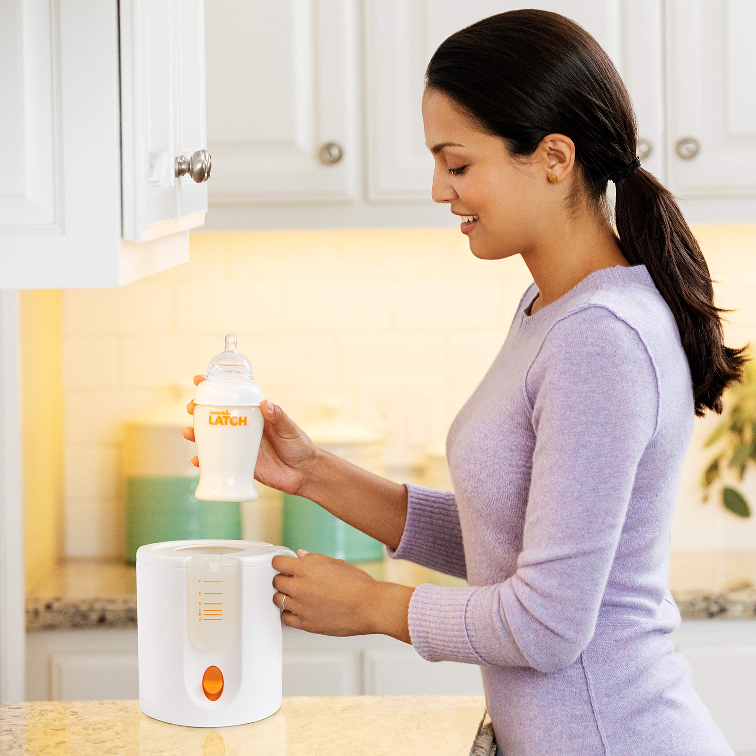 Munchkin High Speed Bottle Warmer - Fast Heating Baby Bottle Warmer for Breastmilk & Formula - Orange & White (1 Count) - Perfect for Travel, Home & Nursery Use