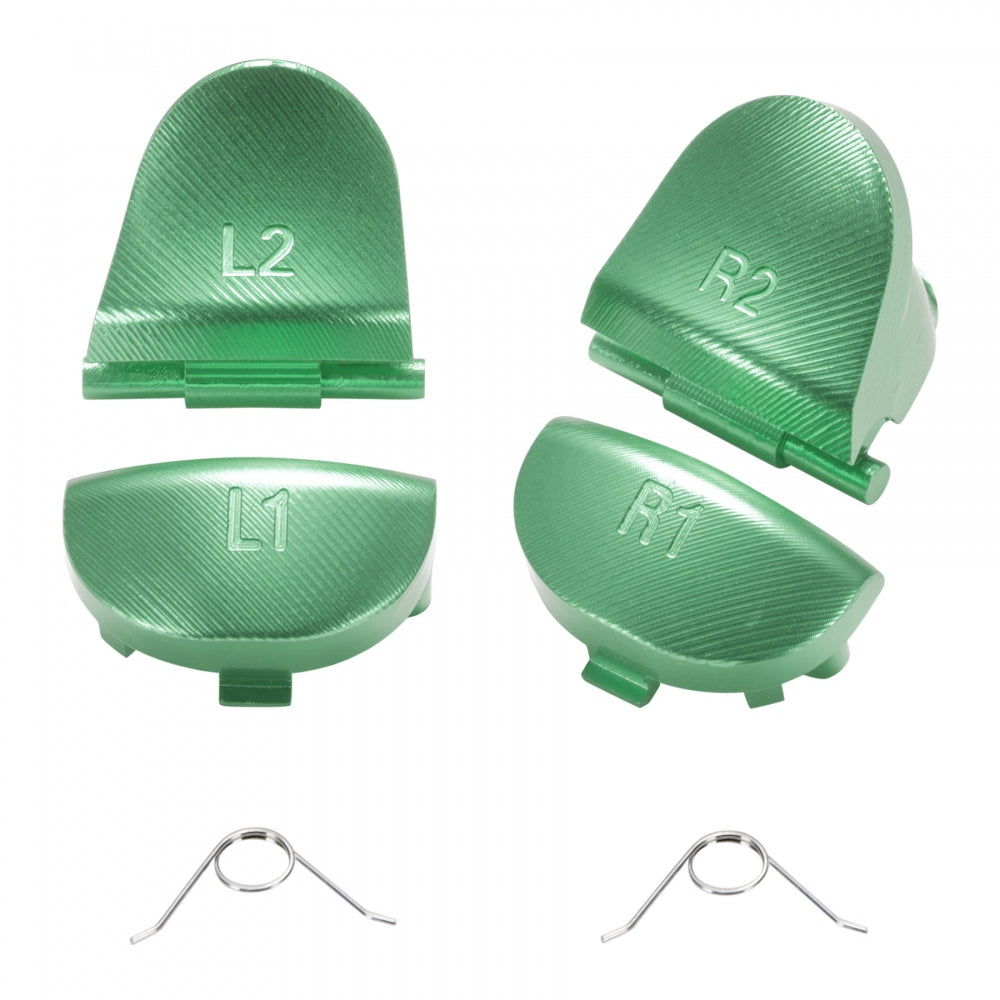 eXtremeRate Metal Green Buttons & Triggers Kit for PS4 Controller - Custom R1 L1 R2 L2 Replacement Parts | Perfect for Gaming Enthusiasts & DIY Modders