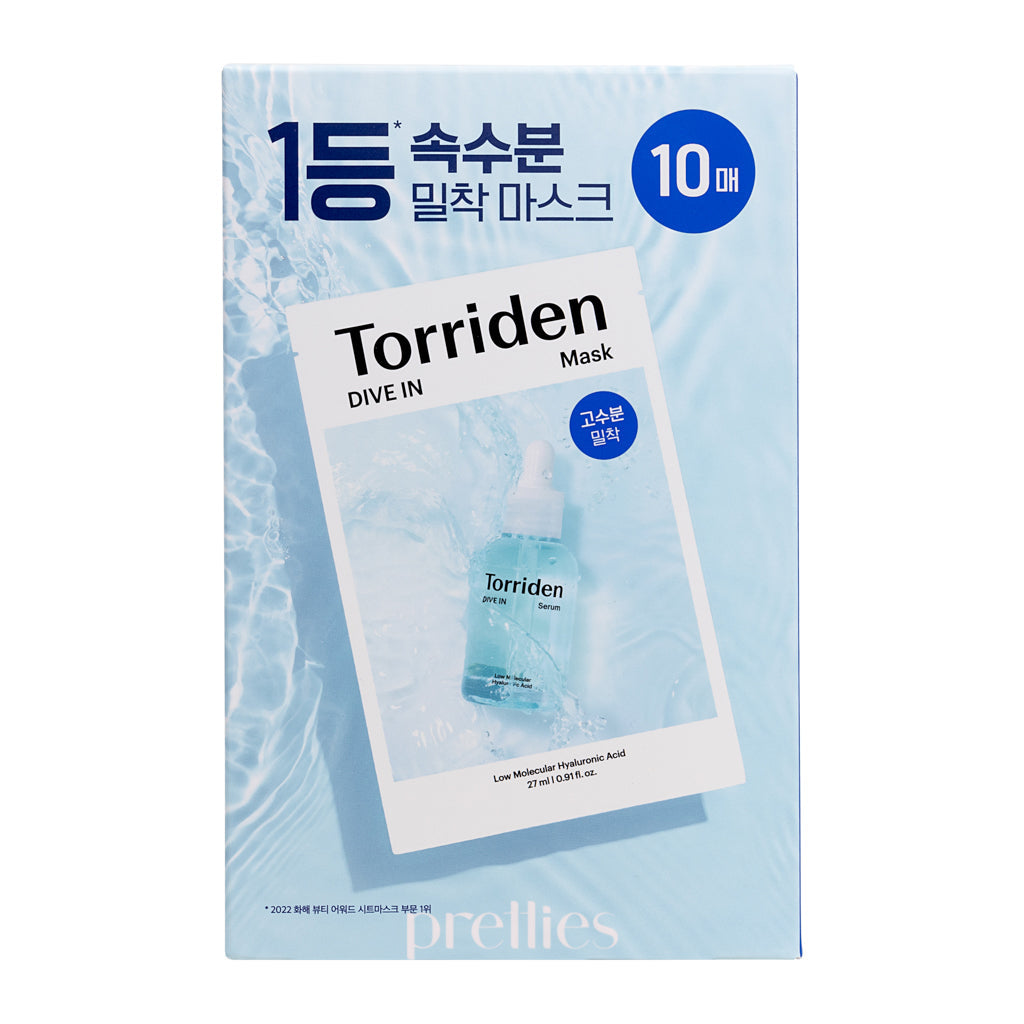 Torriden Dive-In Low Molecular Hyaluronic Acid Sheet Mask - 10 Pack for Deep Hydration & Skin Repair | Korean Skincare for Dry, Sensitive Skin | Perfect for Daily Use & Spa Nights