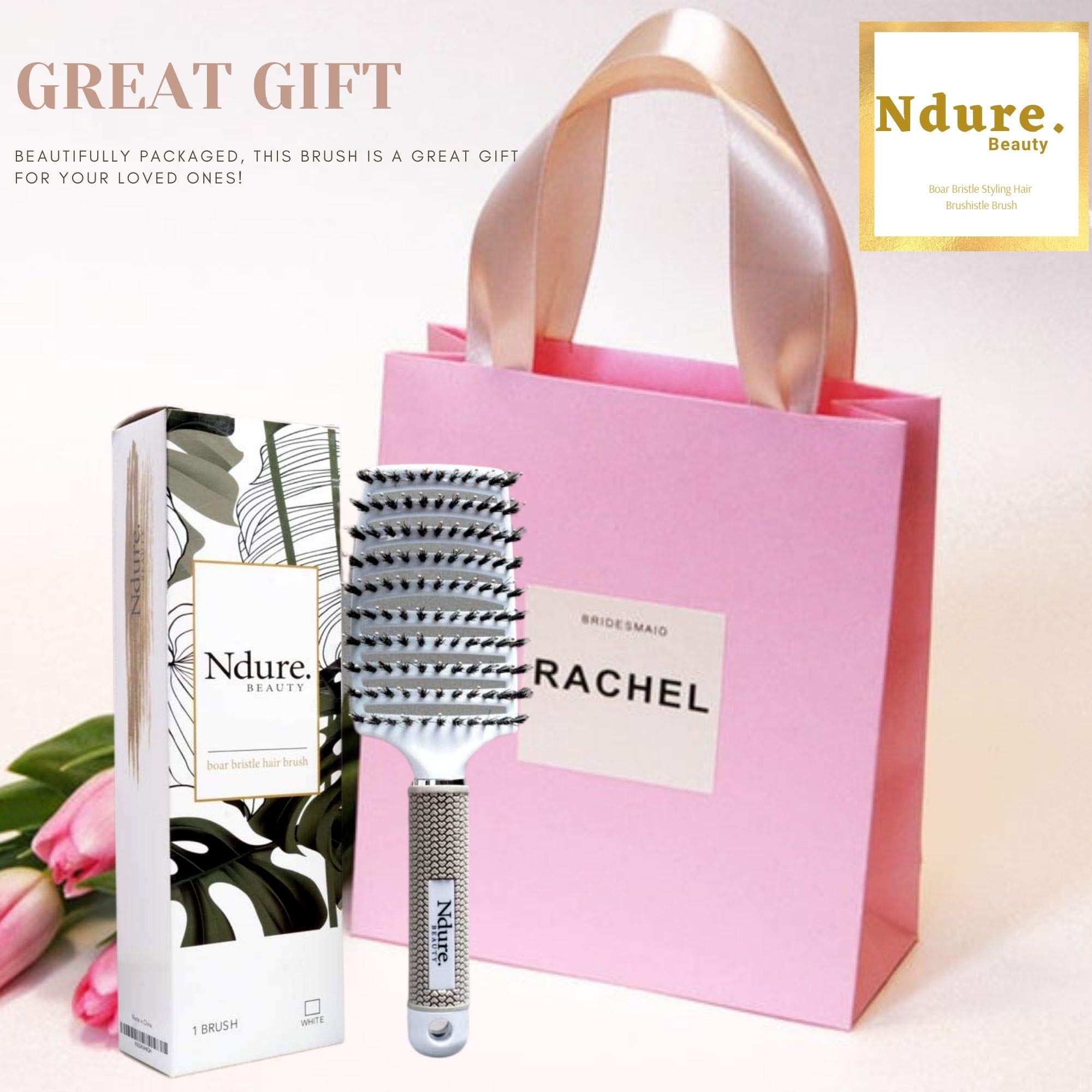 Premium Curved Vented Boar Bristle Hair Brush - Anti-Static Detangling Styler for Thick, Fine & Curly Hair | Wet/Dry Use | Fast Blow Drying | Long & Short Hair Care | Perfect for Salon Styling & Home Use