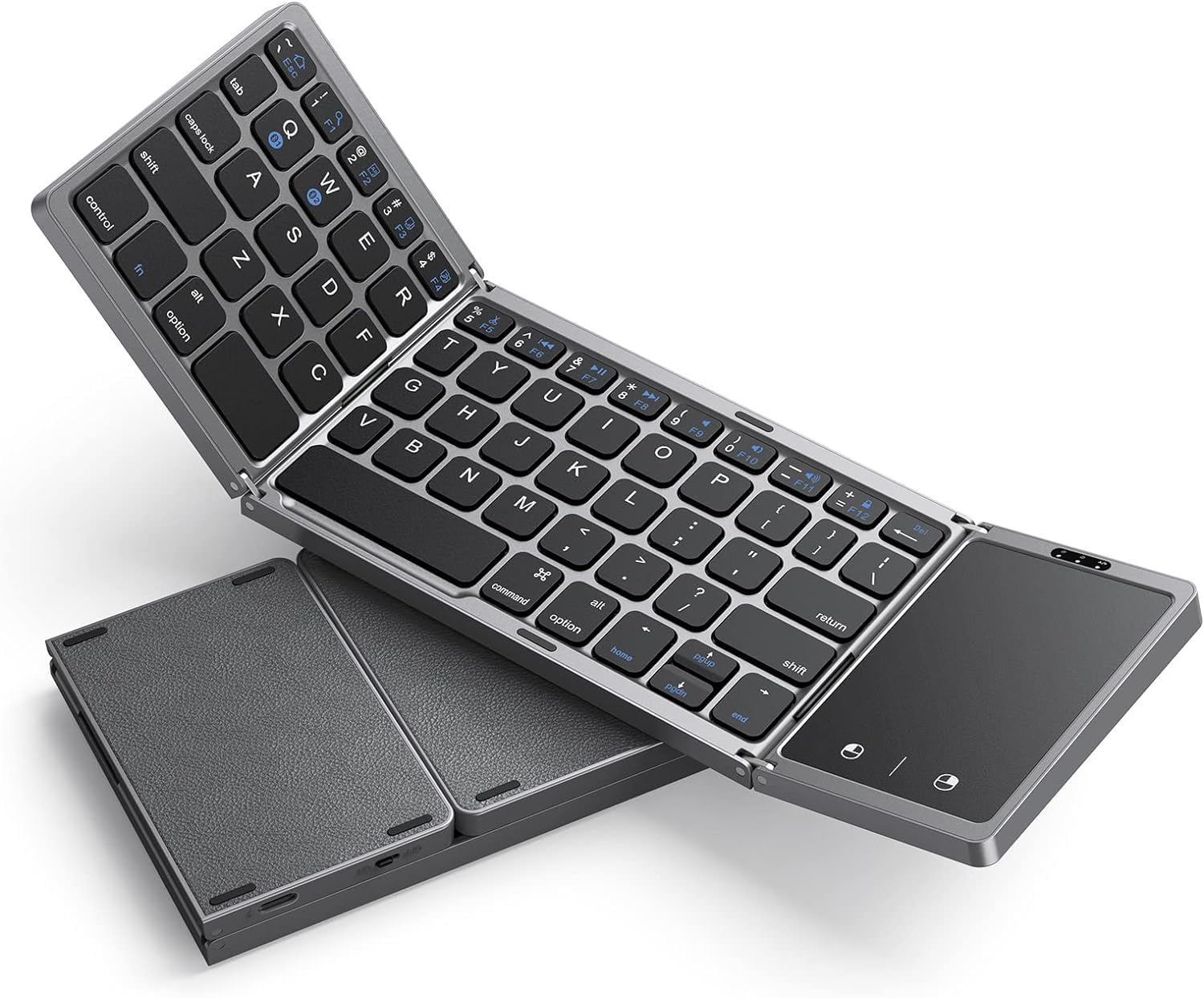 Seenda Tri-Folding Bluetooth Keyboard with Touchpad - Rechargeable Wireless Portable Keyboard for Laptop, Tablet, PC, Smartphone (Windows/iOS/Android) | Perfect for Travel, Office & Remote Work