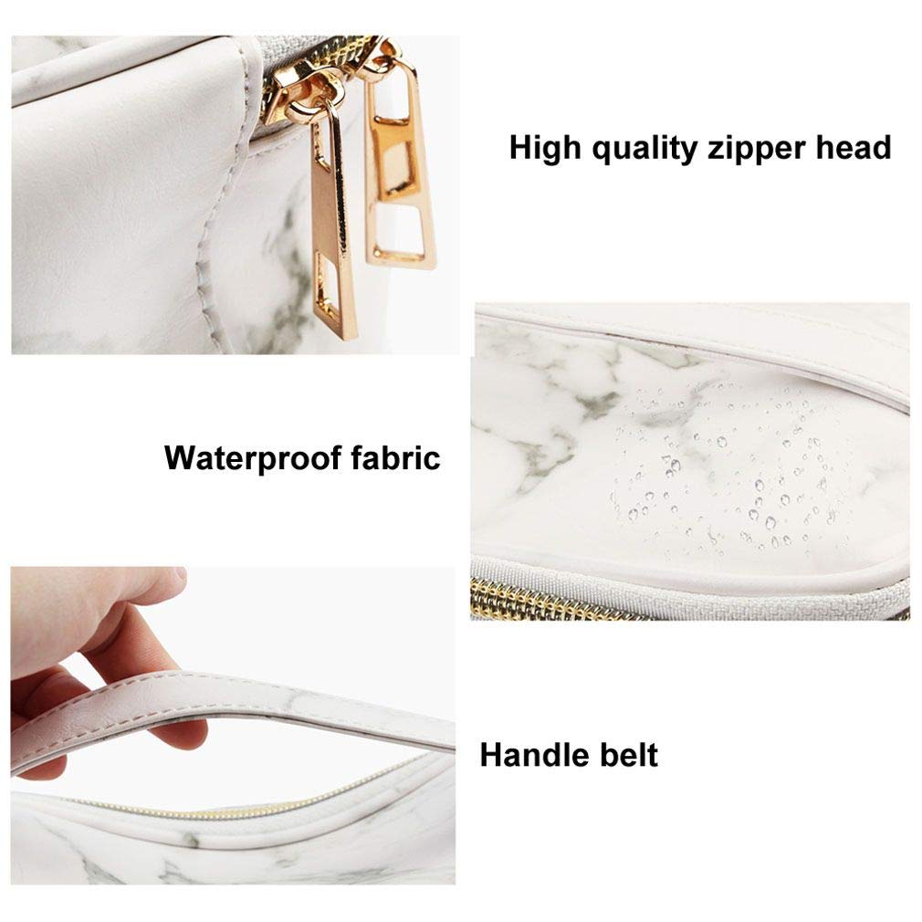 ASWER 3Pcs Marble Makeup Bags - Waterproof Travel Cosmetic Organizer for Women & Girls | Perfect for Toiletries, Makeup Storage & Travel Essentials (Home, Gym, Vacation)