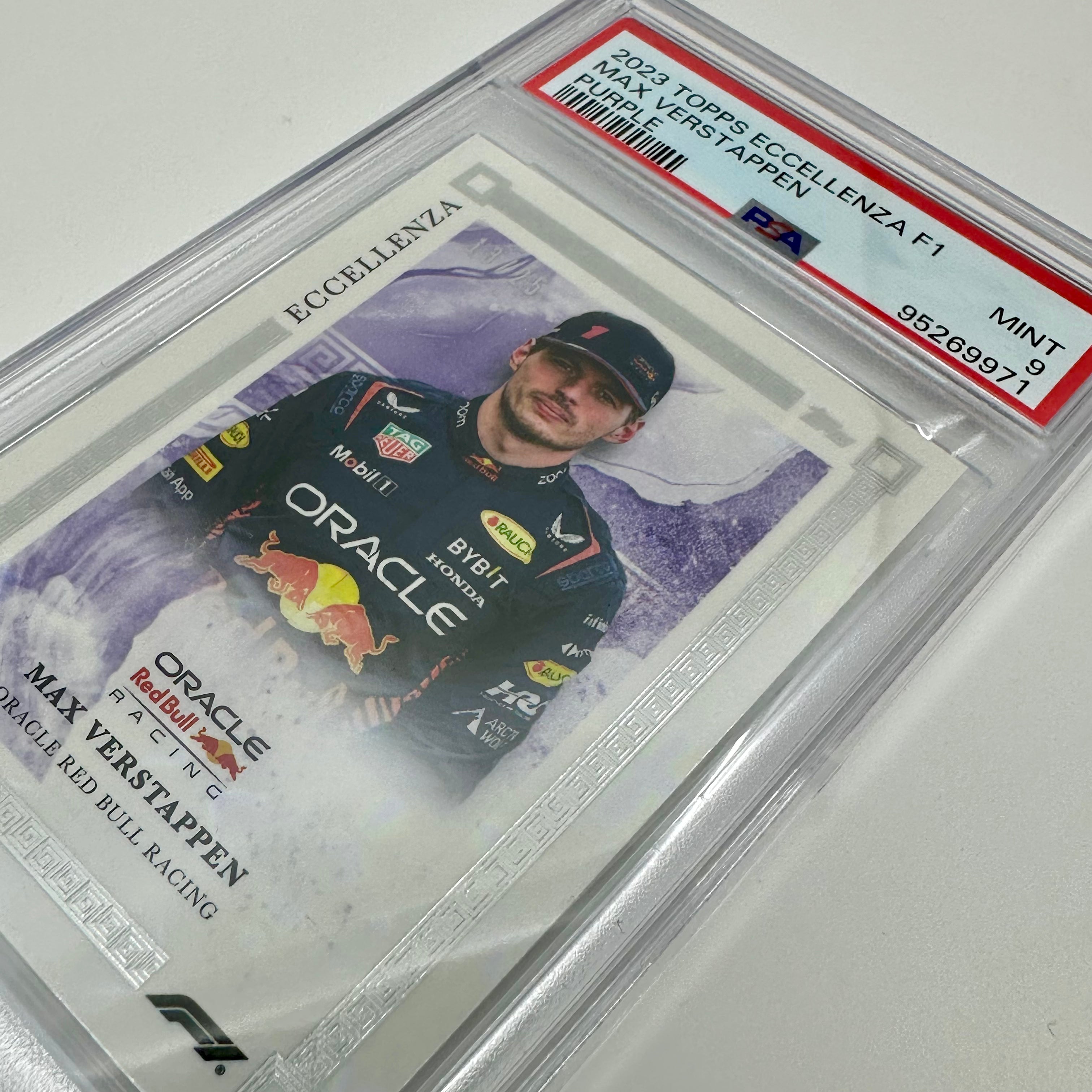 2023 Max Verstappen Purple Eccellenza PSA 9 Gem Mint 13/25 - Rare Racing Driver Trading Card for Collectors & Sports Memorabilia Enthusiasts
