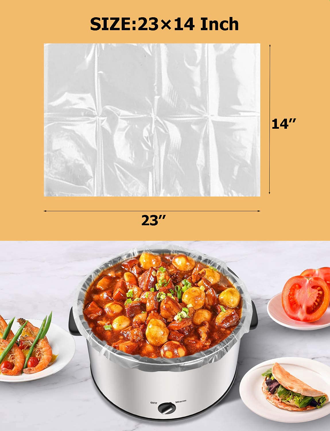 16-Pack Slow Cooker Liners - Disposable Cooking Bags for 3QT to 8QT Crock Pots (13