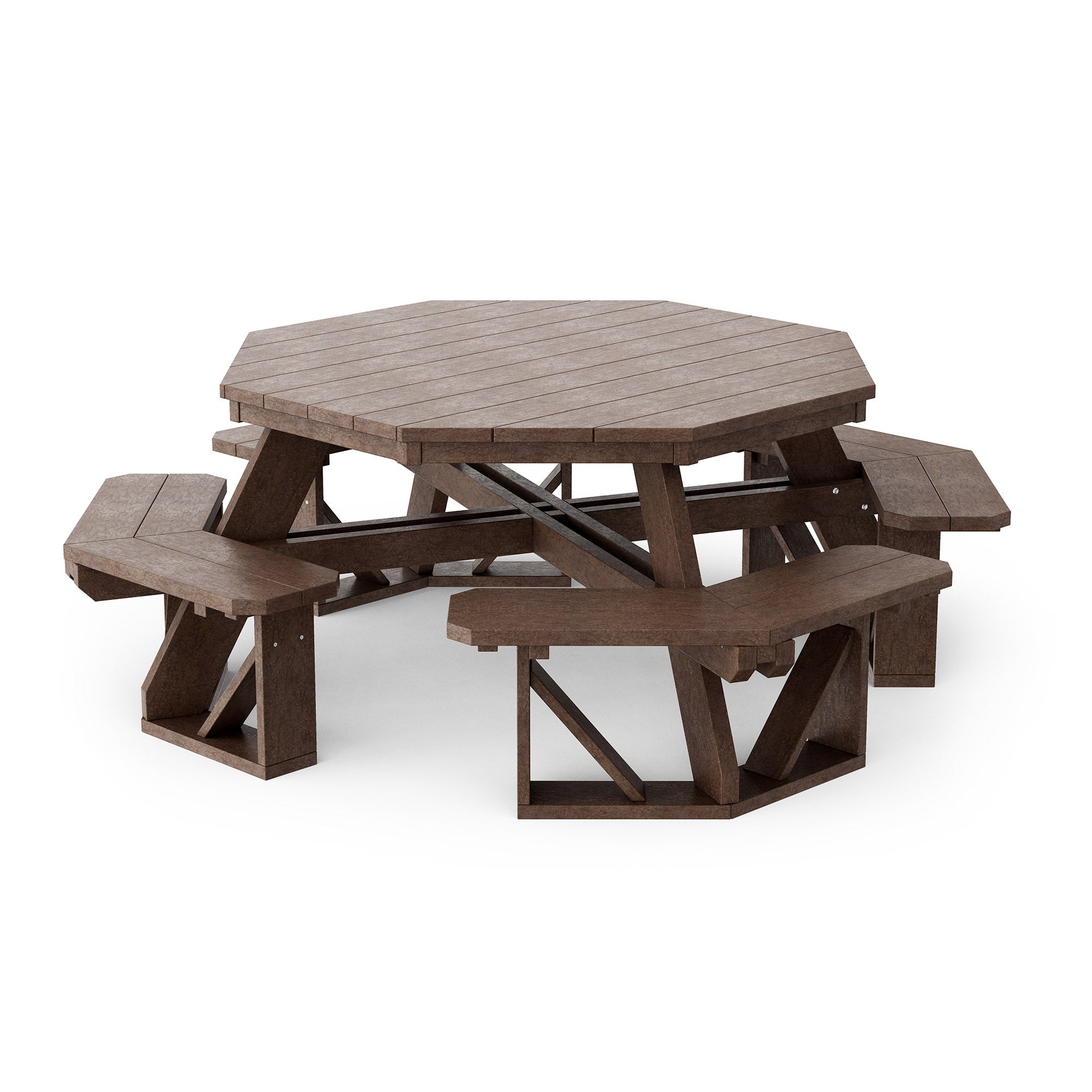Heritage Octagon Picnic Table - 8-Person Outdoor Dining Set for Backyard, Patio, Garden, Park & Camping - Durable All-Weather Wooden Picnic Bench