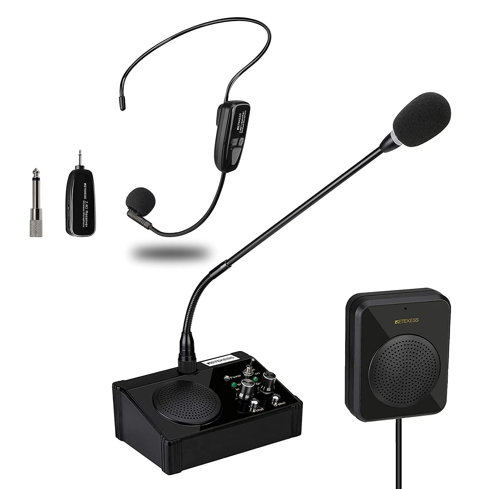 Retekess TW106 Window Intercom System with TT123 Wireless Headset - Clear 2-Way Communication, Noise Cancelling for Restaurants, Banks & Schools - Ideal for Drive-Thru, Ticket Counters & Medical Office Windows