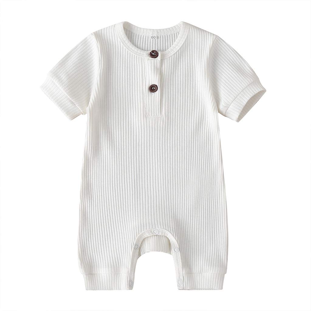 GUMEMO Newborn Infant Unisex Baby Romper - Soft Knit Button-Up Jumpsuit with Long Sleeves | Perfect for Baby Girls & Boys | Ideal for Playtime, Photo Shoots & Everyday Wear
