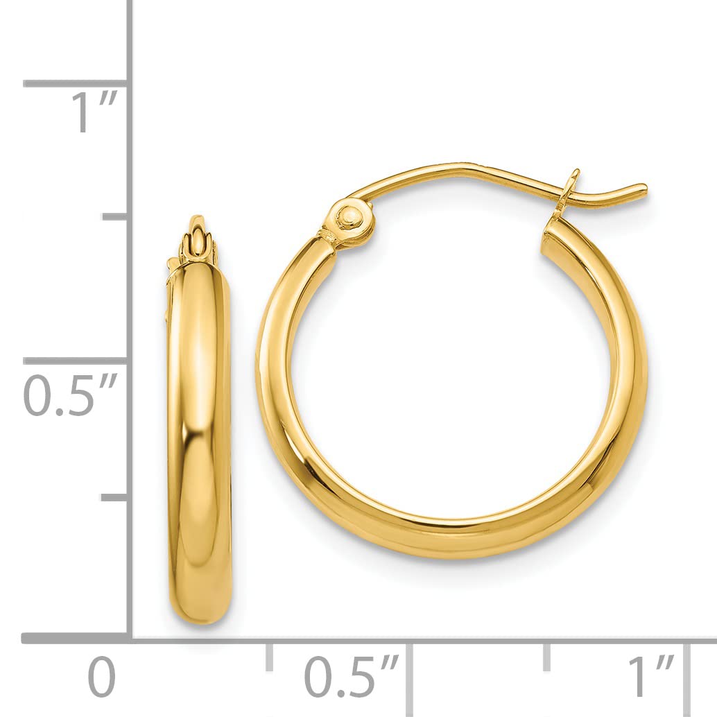 14K Yellow Gold Polished Hoop Earrings for Women - Lex & Lu LAL81622 | Elegant Everyday Jewelry, Perfect for Work, Parties & Special Occasions