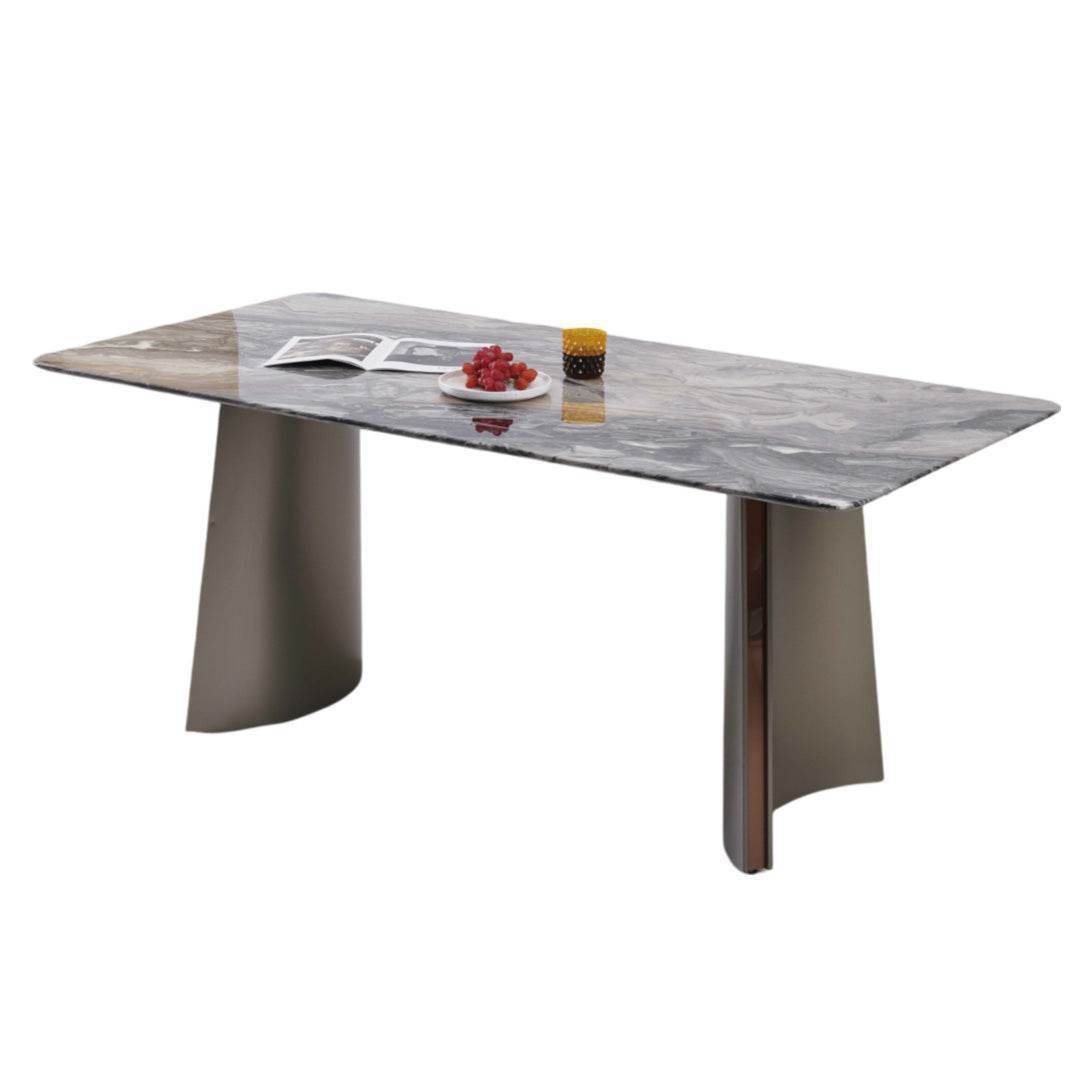 Premium Merlinna Glossy Sintered Stone Dining Table - 55/63/71 Inch Round (140/160/180cm) - Scratch & Heat Resistant Modern Kitchen Table for Dining Room, Restaurant, or Outdoor Patio Use