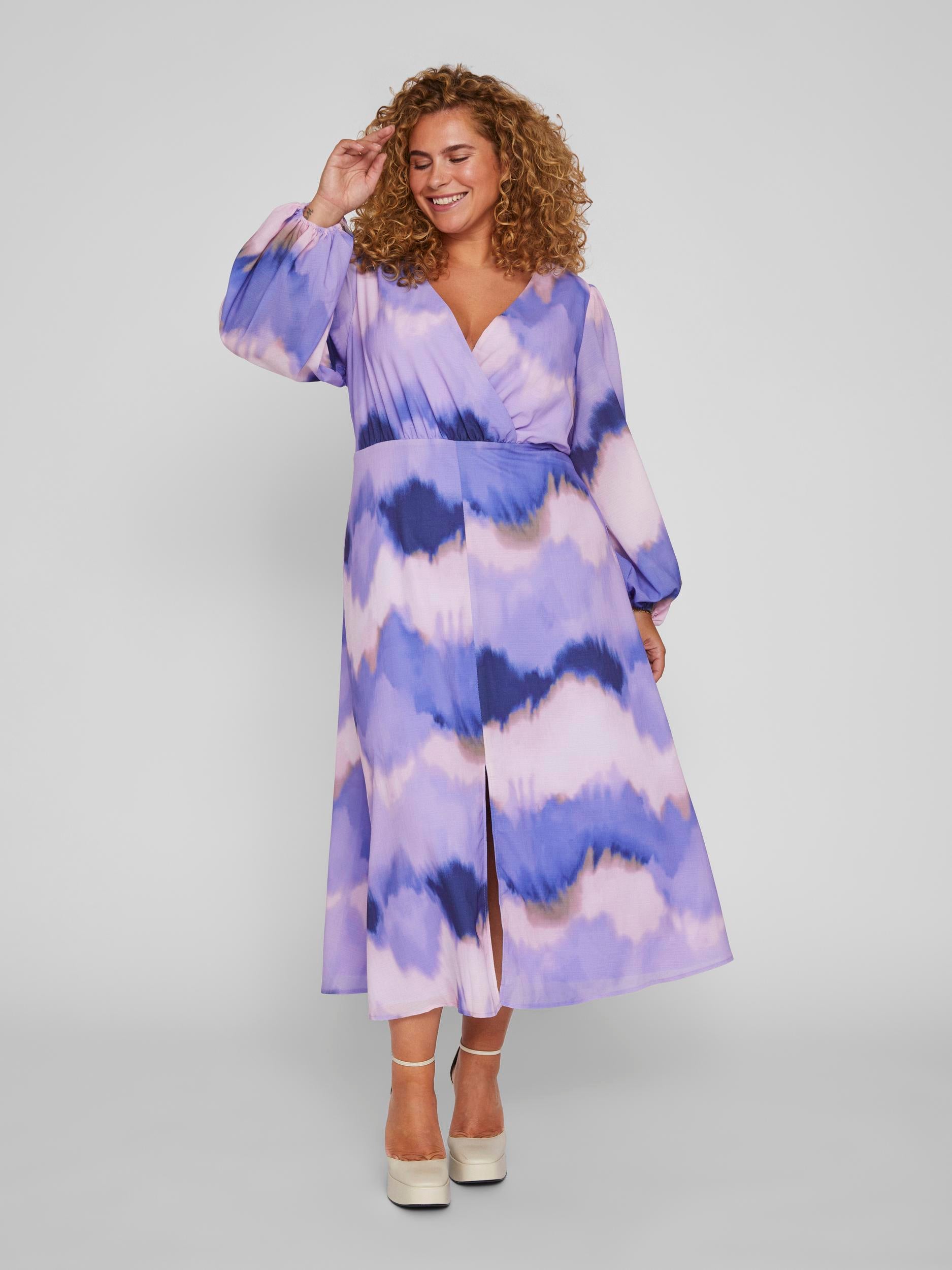 Elegant IRA V-Neck Dress in Sweet Lavender - Flowy Women's Summer Dress for Casual Outings & Date Nights