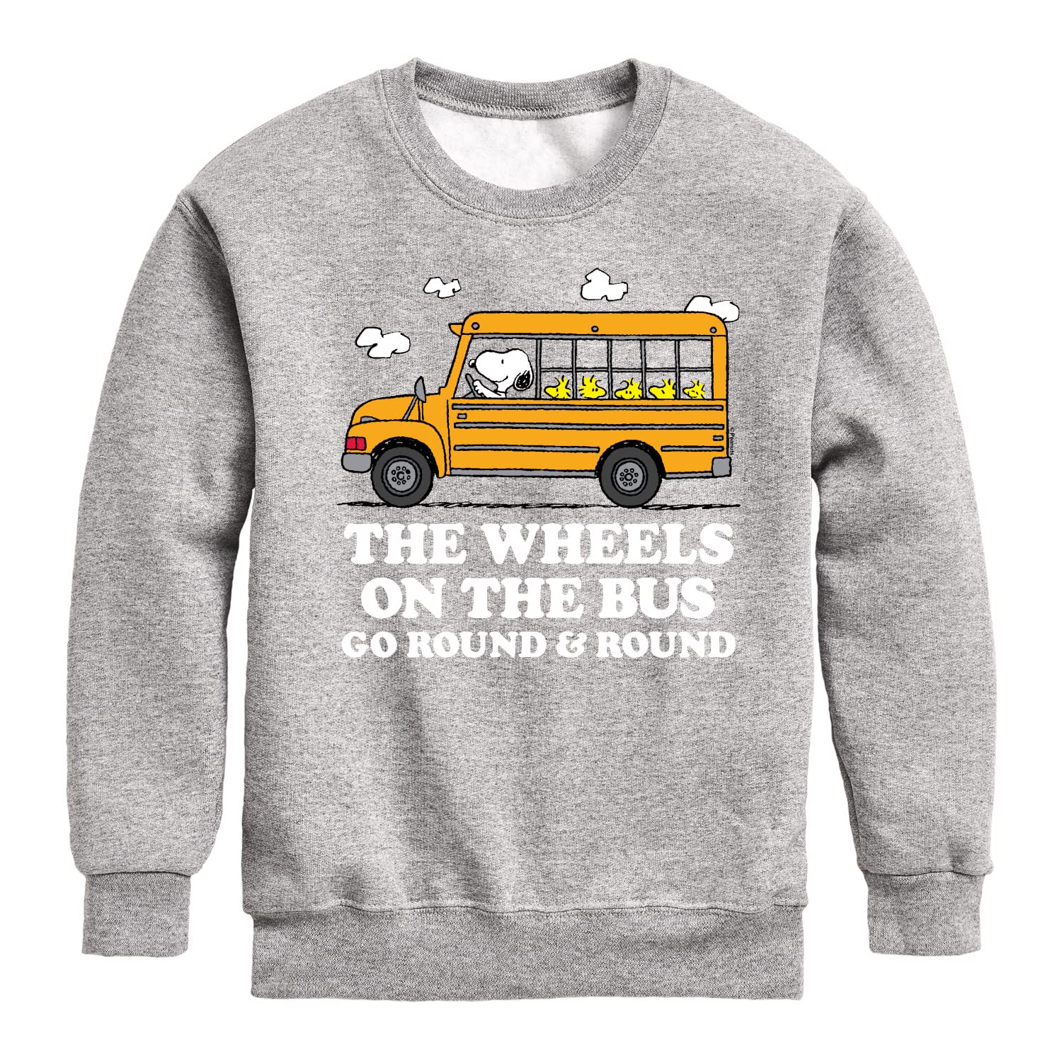 Peanuts Hybrid Apparel Wheels On The Bus Fleece Crewneck Sweatshirt for Toddlers & Kids - Soft & Warm Pullover for School, Playdates & Outdoor Activities