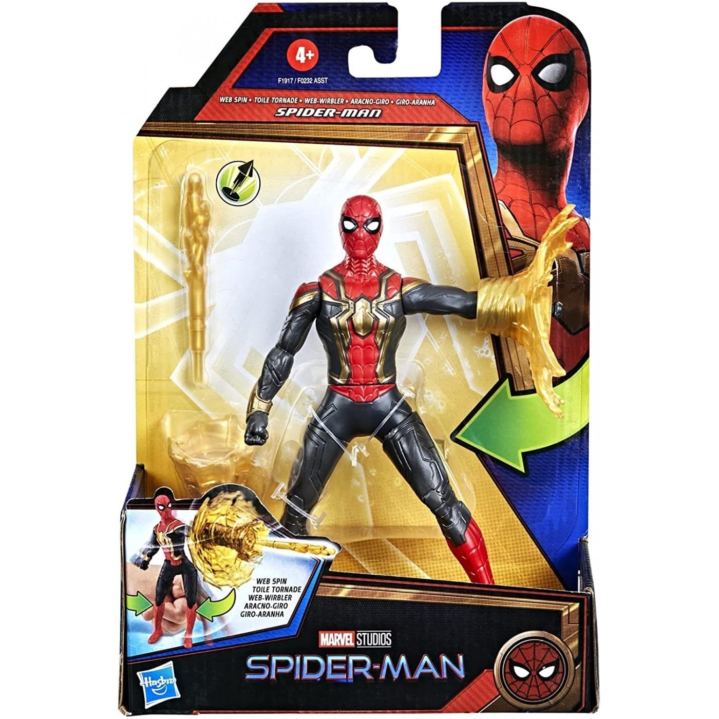 Spider-Man Marvel 6-Inch Deluxe Web Spin Action Figure Toy with Weapon Attack & Squeeze Legs - Movie-Inspired Collectible for Kids Ages 4+ | Perfect for Playtime, Superhero Battles & Marvel Collections