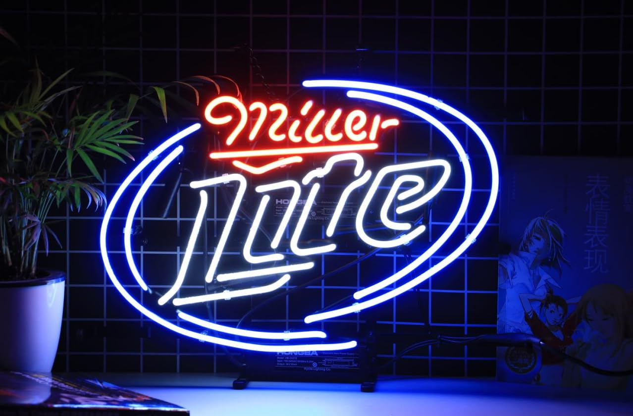 Vintage Neon Signs - 17 Inch Glass Tube Neon Lights for Bar, Bedroom, Hotel & Game Room Decor - Custom Neon Beer Signs & Party Gifts - Perfect for Shop, Home & Event Lighting