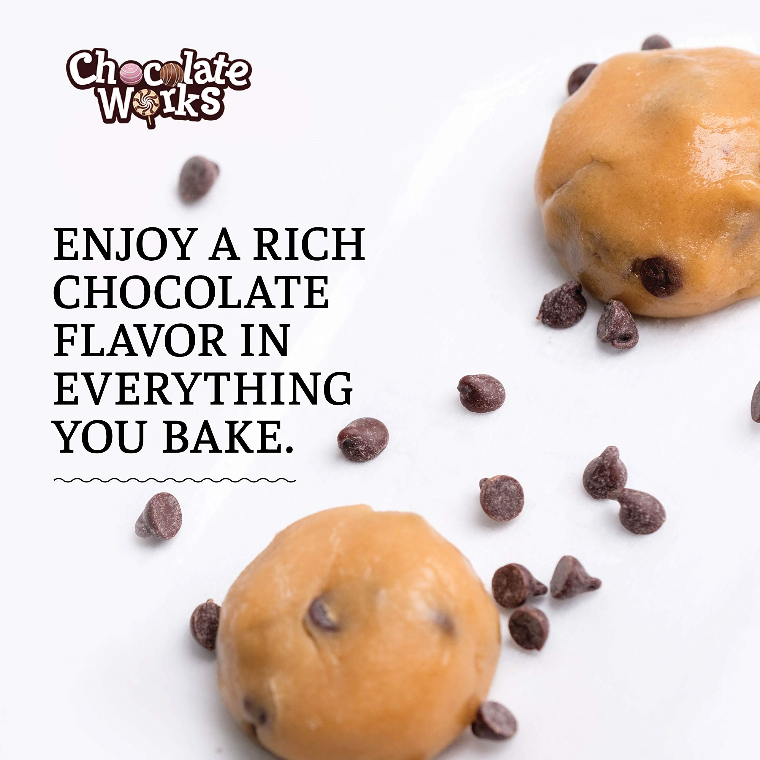 Semi-Sweet Mini Chocolate Chips by Chocolate Works | 2 LB Bulk Pack | Dairy-Free, Vegan, Kosher & Halal Certified Baking Chocolate | Perfect for Cookies, Cakes, Muffins & Dessert Decorations