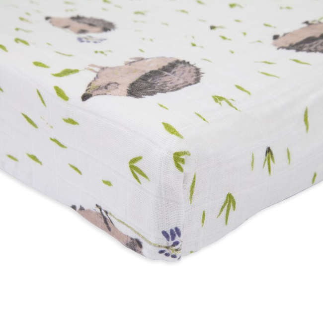 Little Unicorn Premium Cotton Muslin Changing Pad Cover - Soft & Absorbent Baby Changing Mat Cover with Adorable Hedgehog Print - Perfect for Nursery, Diaper Bags & On-the-Go Baby Care