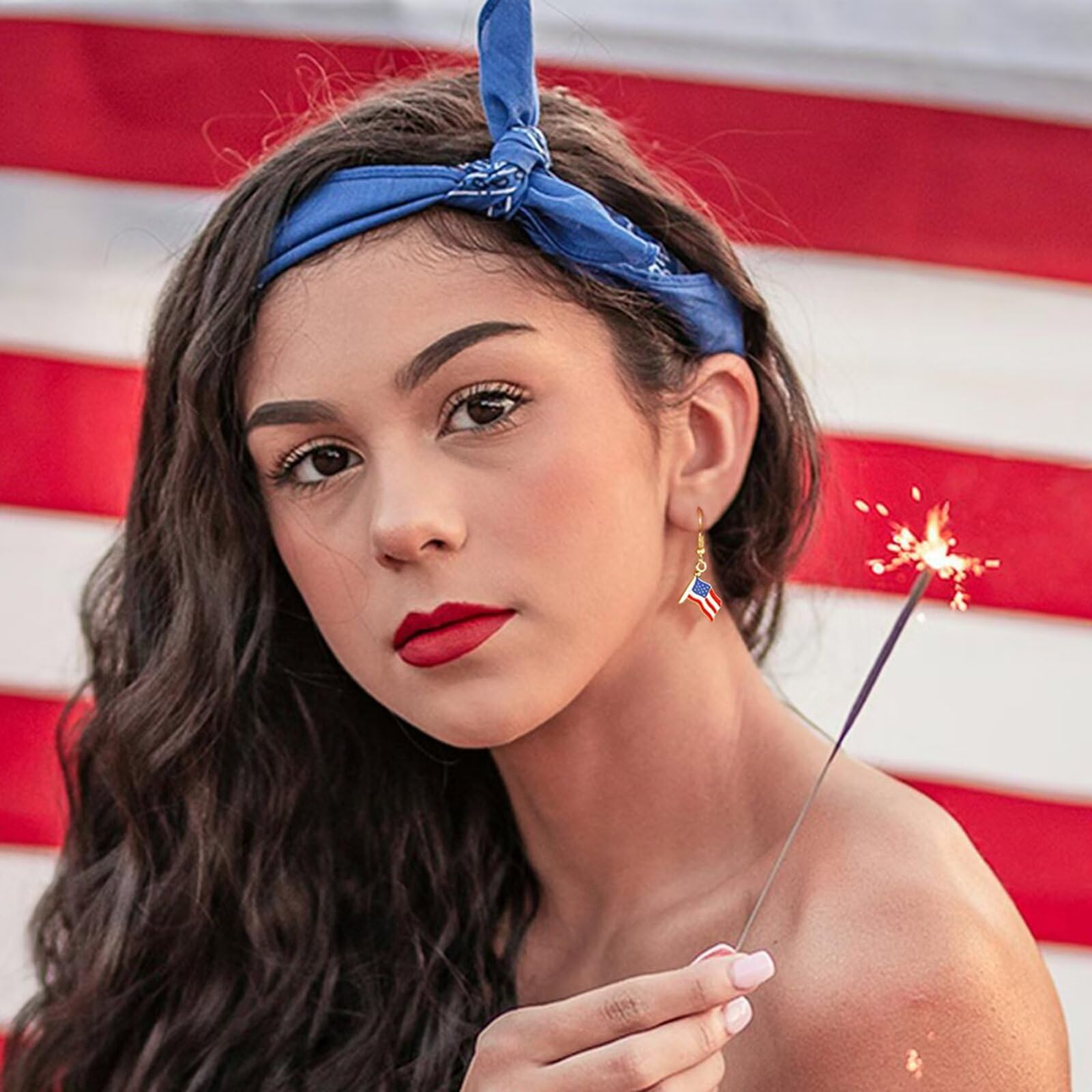 Turandoss 4th of July Patriotic Earrings for Women - Handmade American Flag Dangle Earrings, Cute Independence Day Jewelry Gifts for Parties, Festivals & Patriotic Events