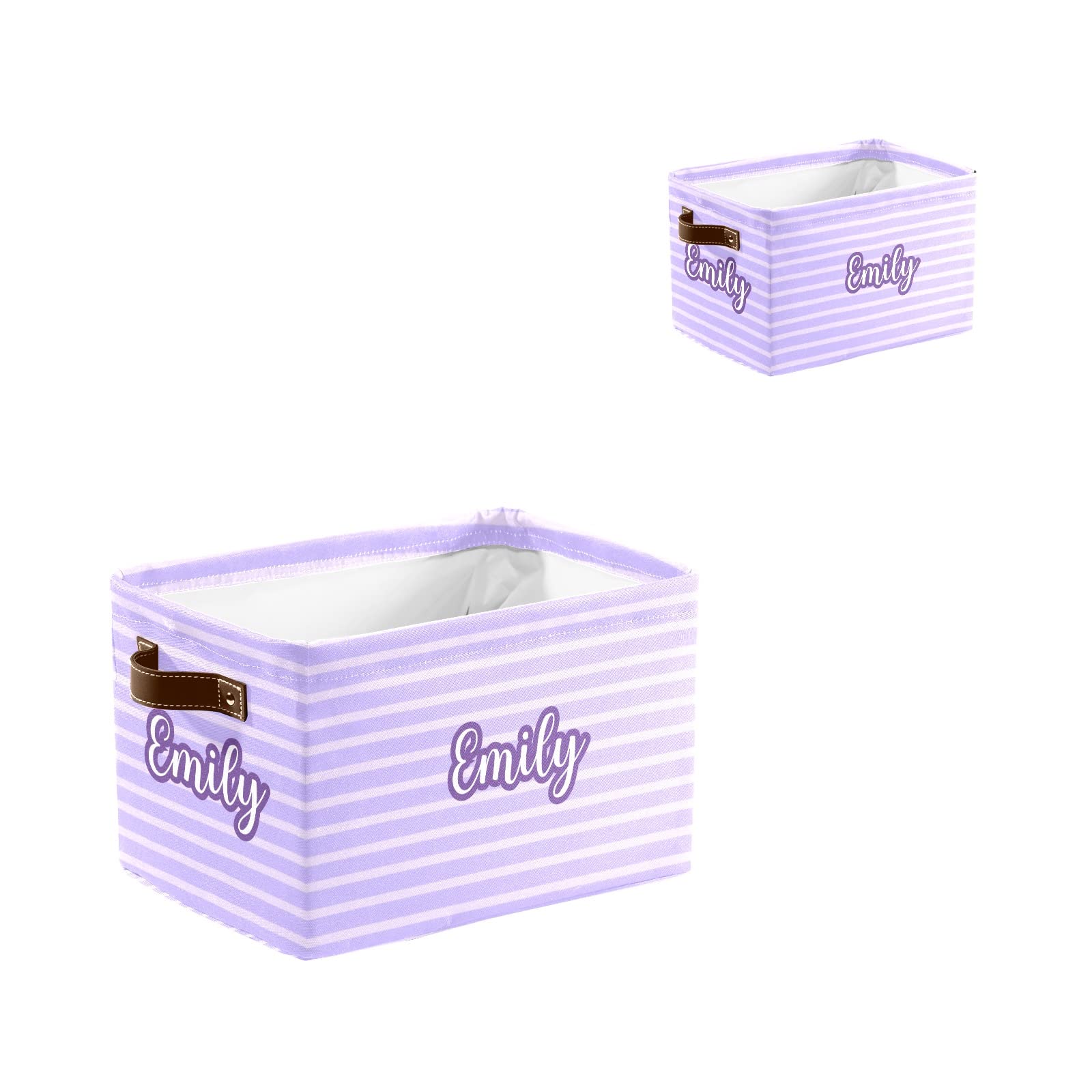 Custom Personalized Collapsible Storage Bin Box with Name - Purple & Pink Stripes Closet Organizer for Clothes, Toys, Nursery & Pet Supplies | Perfect for Home Organization, Baby Room & Pet Storage