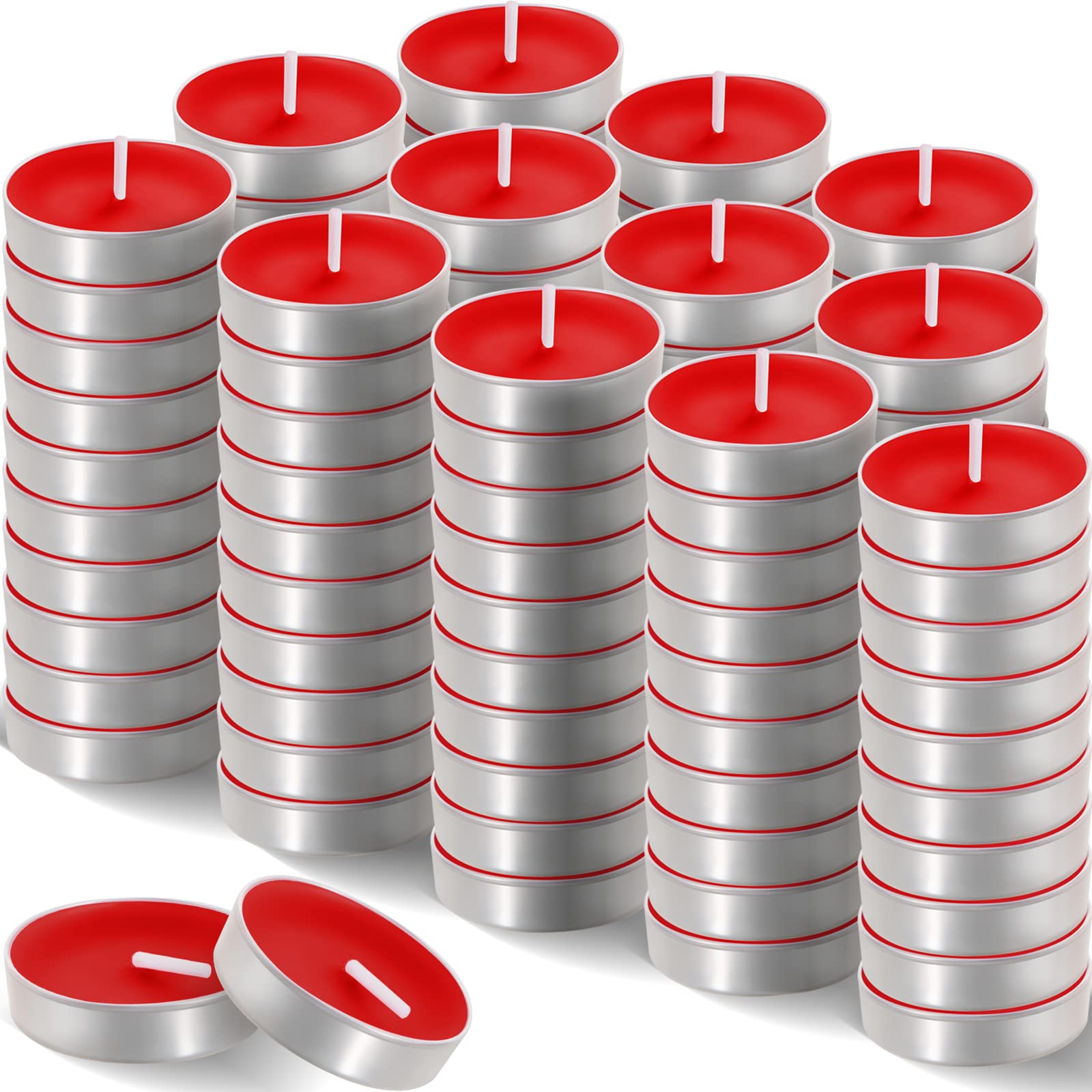 200 Pcs Smokeless Tealight Candles for Wedding, Party & Home Decor - Red