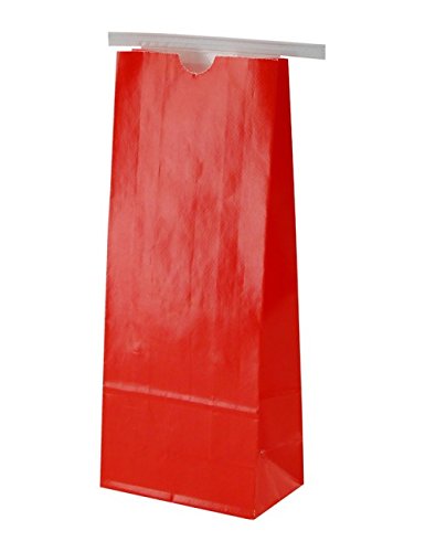 BAP 1 LB Red Poly Lined Paper Bags with Tin Tie - 500 Pack | Bulk Food Storage, Coffee Beans, Candy, Nuts & Snacks Packaging for Home, Bakery or Retail Use