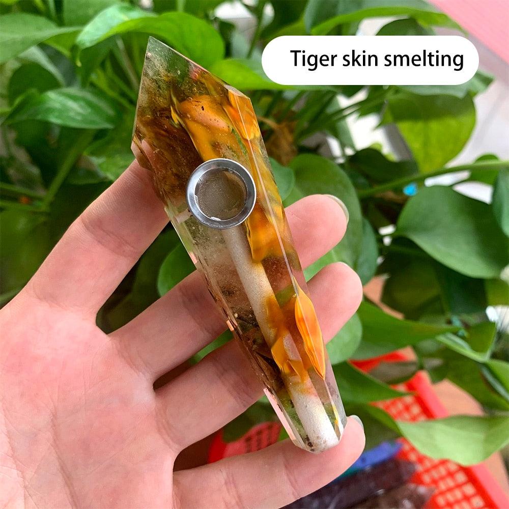 Natural Crystal Pipe with Metal Filter - Rose Quartz Healing Wand for Meditation, Relaxation & Energy Cleansing | Perfect for Reiki, Yoga & Spiritual Practices