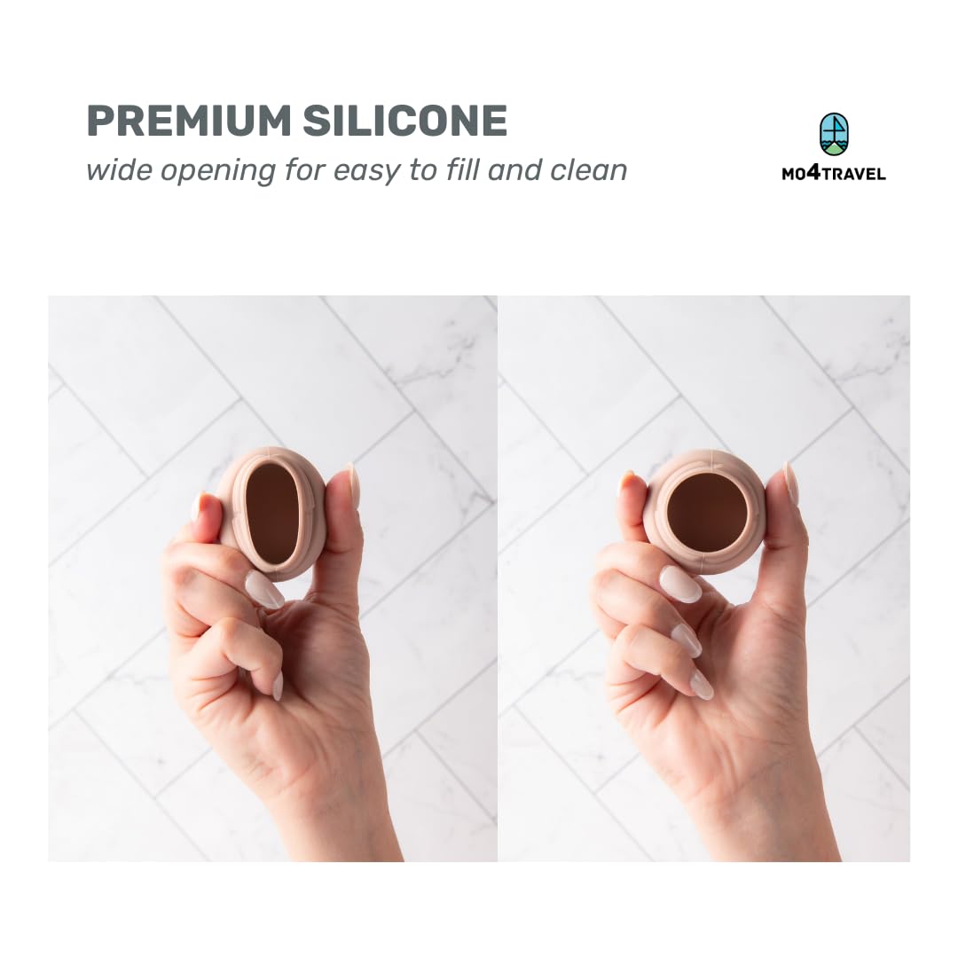 0.7 fl oz (20ml) Silicone Travel Jars - TSA Approved Leak-Proof Cream Containers for Toiletries | Portable Mini Cosmetic Jars for Makeup, Skincare & Haircare | Perfect for Airplane Travel, Gym, Camping & Vacation (Apricot)