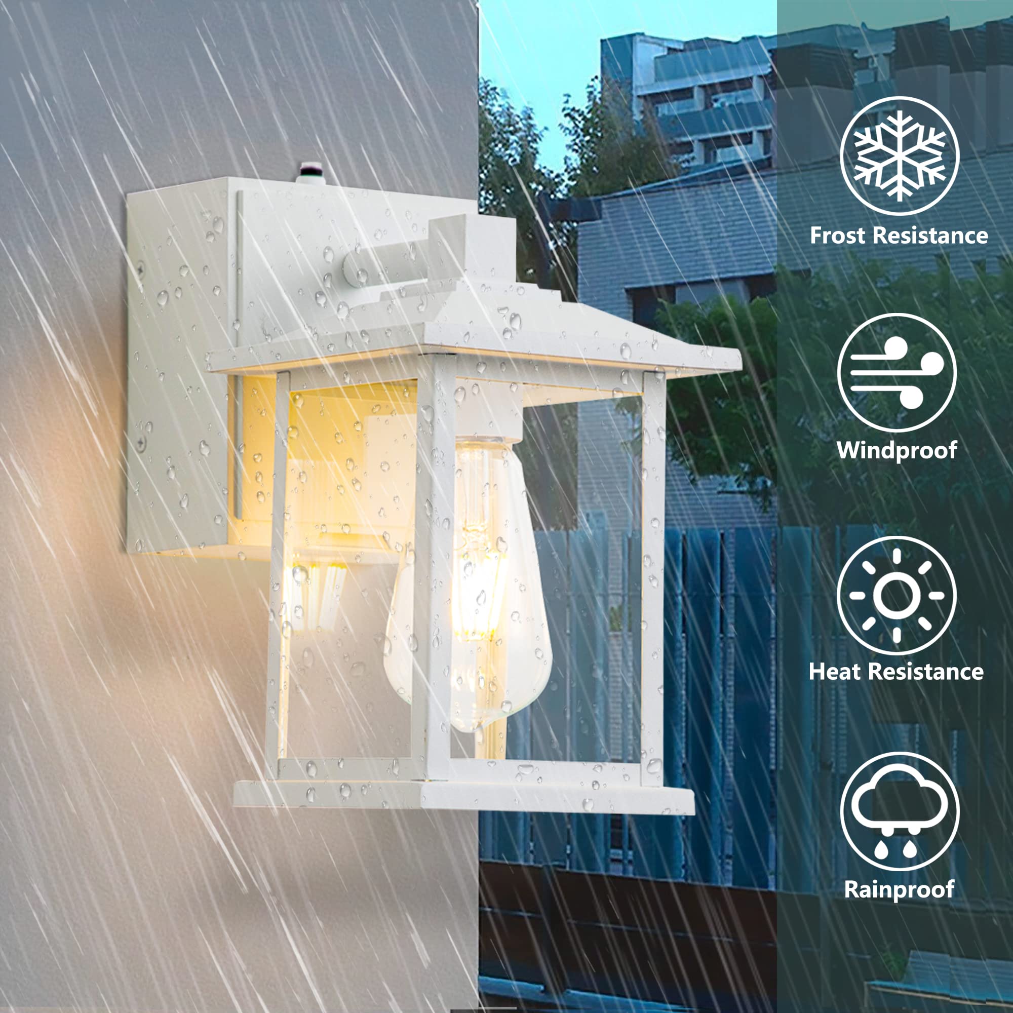 OUPAVOCS Outdoor Wall Sconce Light with GFCI Outlet - Dusk to Dawn Waterproof Exterior Porch Light - Matte White Wall Mounted Outdoor Lighting for House, Garage, Patio - Perfect for Front Entryway, Backyard & Pathway Illumination