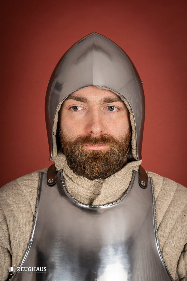 2mm Polished Simple Bascinet Helmet - Medieval Knight Armor Replica for LARP, Cosplay & Historical Reenactment
