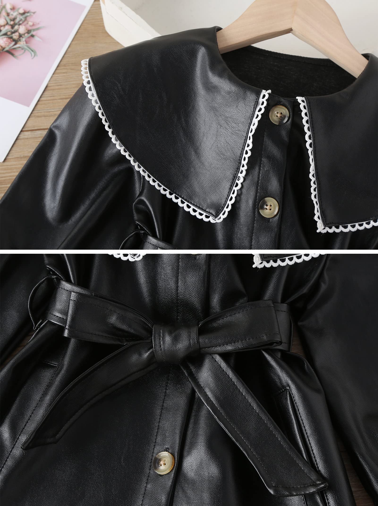Happy Cherry Baby Girl Faux Leather Motorcycle Jacket - Cute Ruffle PU Coat for Toddlers 1-5 Years | Spring & Fall Outerwear for Photo Shoots, Parties & Outdoor Play
