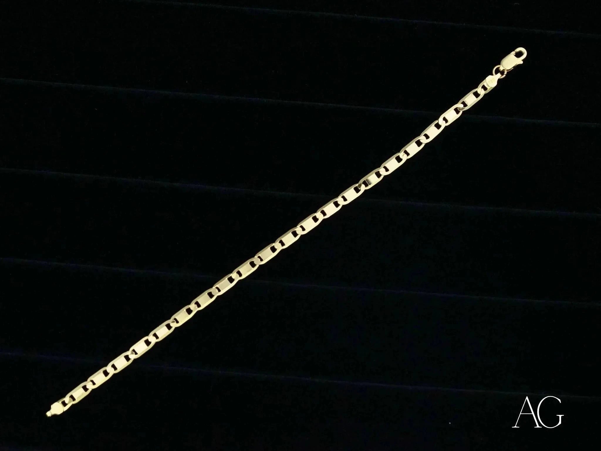 18K Solid Gold Piastrine Link Bracelet for Women - Elegant & Durable Jewelry Gift for Birthday, Anniversary & Special Occasions
