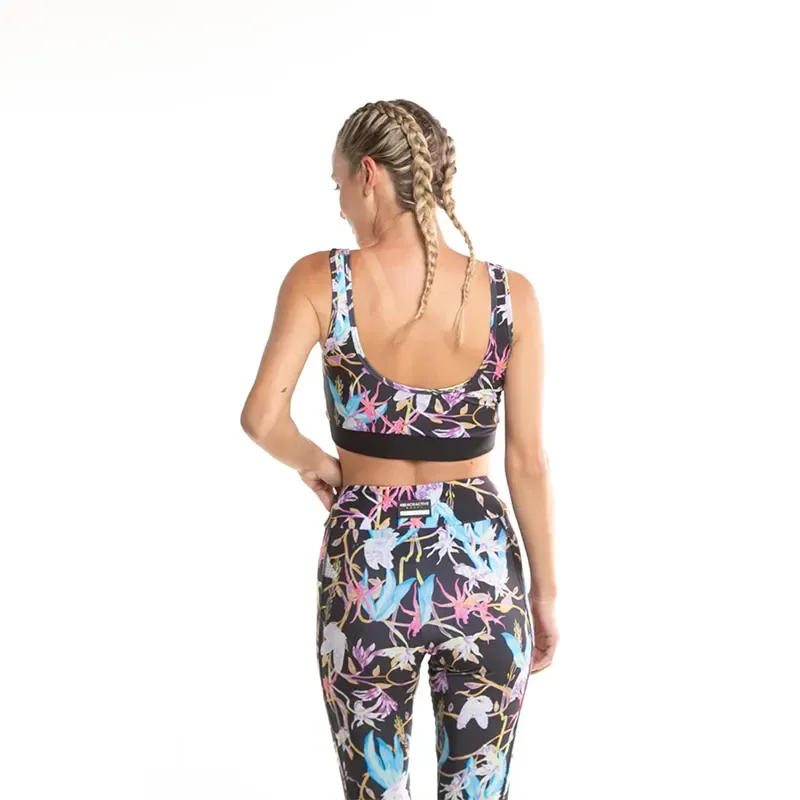 Rusty Butterfly Dream Sport Black Floral Print Top - Women's Fashion Athletic Wear for Gym, Yoga & Casual Outfits