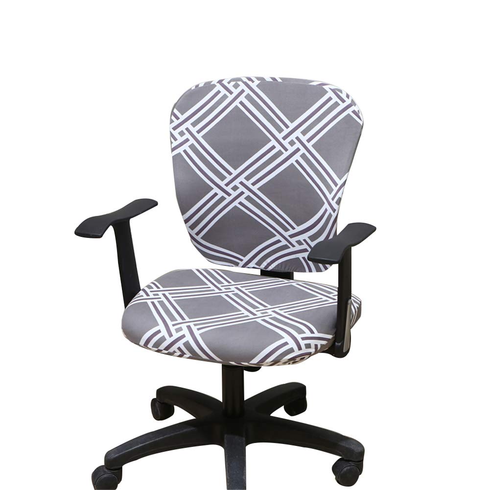 Stretchable Polyester Office Chair Cover - Universal Split Protective Slipcover for Computer & Desk Task Chairs, Smoke Grey - Perfect for Home Office, Gaming & Workspace Setup