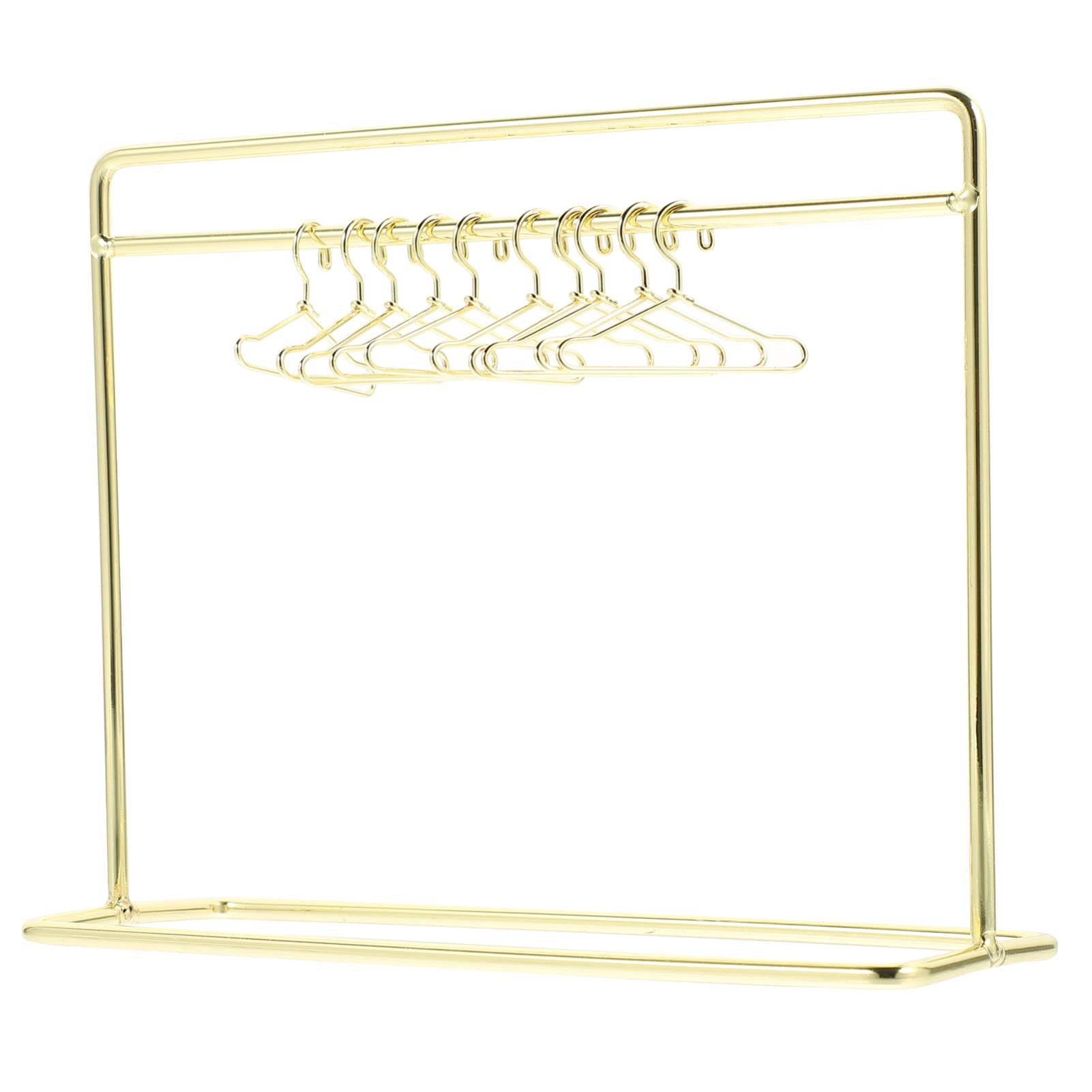 NUOBESTY Miniature Doll Clothes Hangers Set - 10pcs Golden Metal Dress Hangers for Dollhouse Wardrobe, Closet Organizer & Fashion Doll Accessories - Perfect for Barbie Dolls, American Girl & DIY Dollhouse Furniture Projects