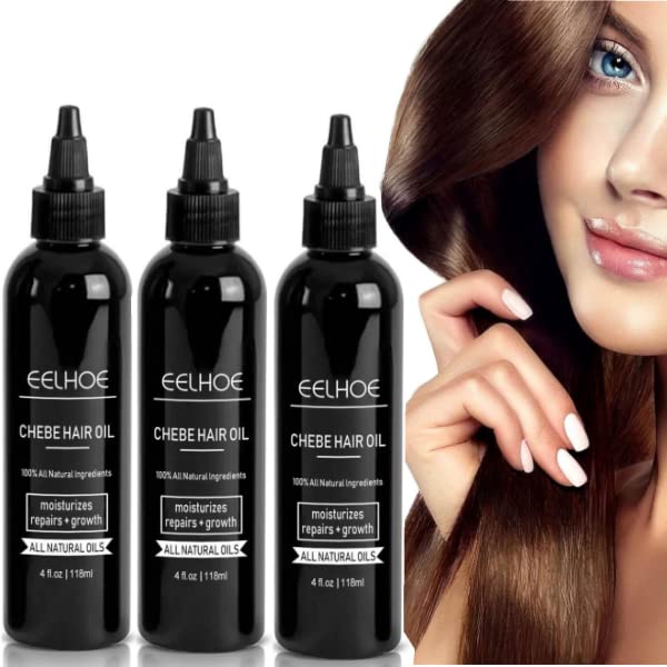 Chebe Hair Growth Oil & Serum with Castor, Olive, Lavender & Chamomile - For Dry Damaged Hair, Itchy Scalp, Anti-Hair Loss Treatment - Natural Hair Care for Women & Men - Perfect for Daily Use, Scalp Massage & Hair Regrowth Therapy (3 Pack)