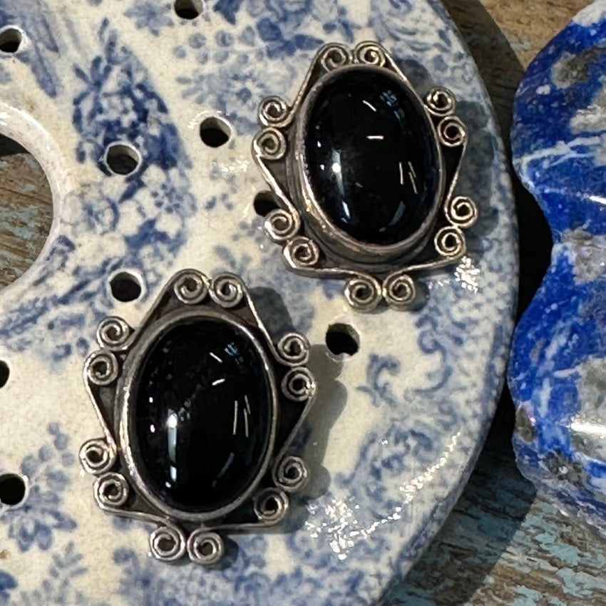 Sterling Silver Black Onyx Stud Earrings for Women - Hypoallergenic Pierced Post Earrings - Perfect for Parties, Weddings & Everyday Wear