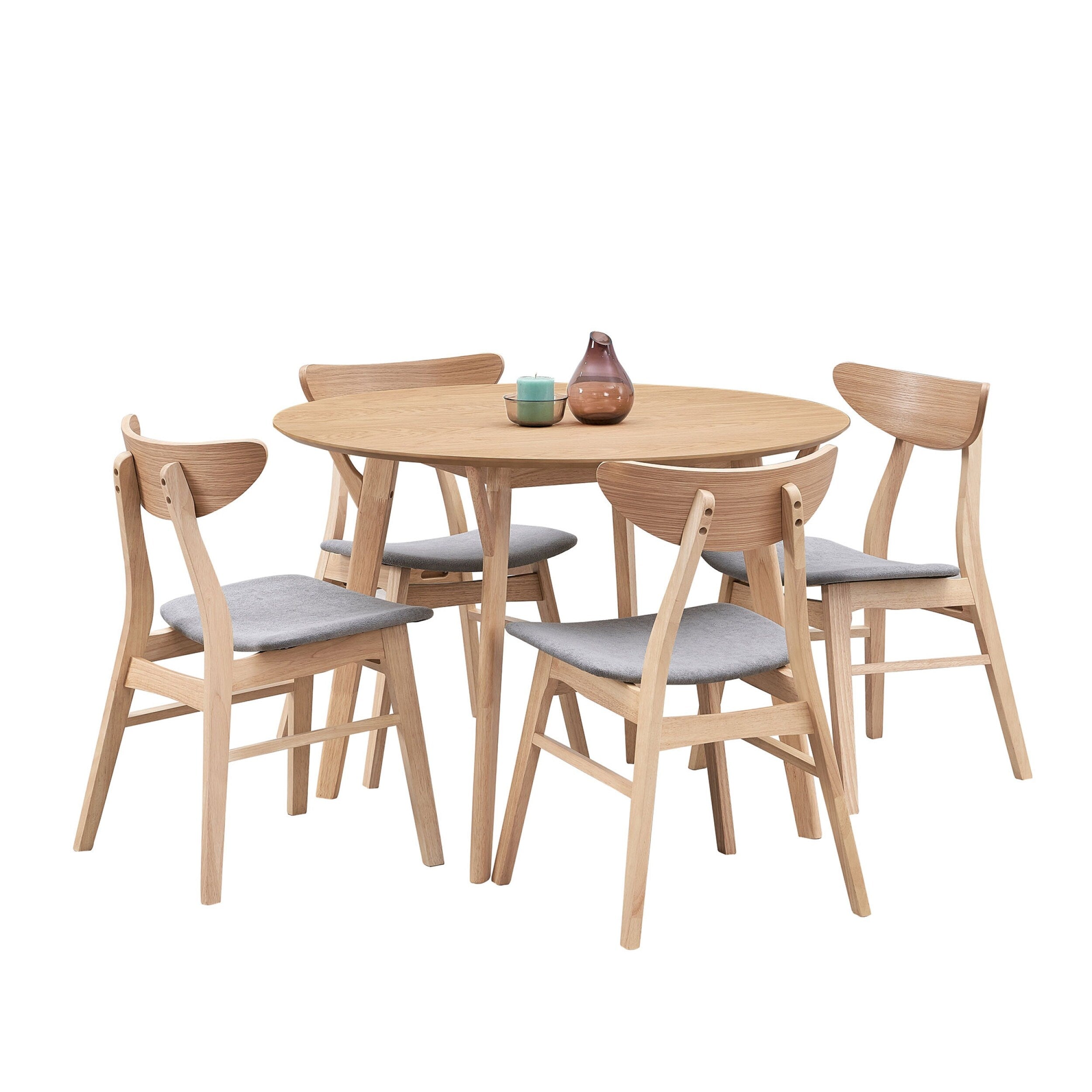 42-Inch Round Dining Table for 4 - Solid Wood & MDF Modern Kitchen Table with Space-Saving Design | Perfect for Small Apartments, Breakfast Nooks & Cozy Dining Spaces