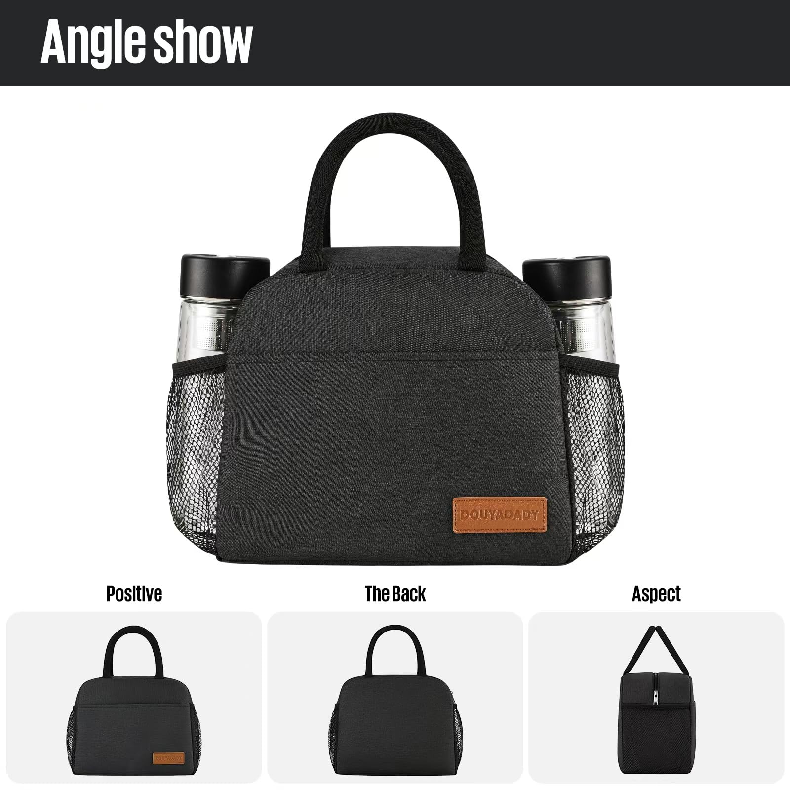 Insulated Lunch Bag for Women & Men - Leak Proof & Reusable Lunch Box for Work, School & Travel - Black (Perfect for Office, Picnics & Outdoor Activities)