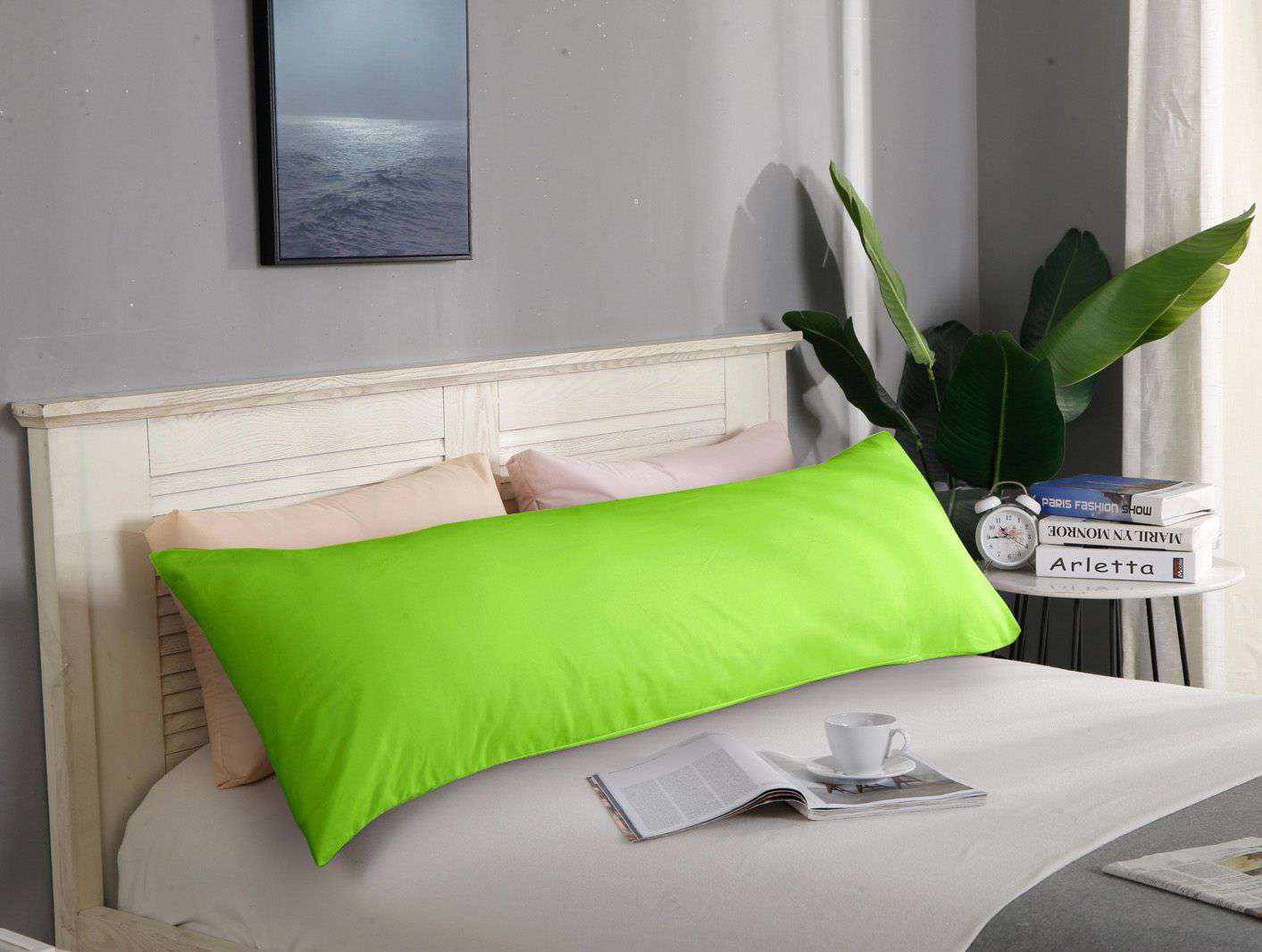 1000TC Premium Ultra Soft Body Pillowcase - Green - Perfect for Home, Bedroom, Travel & Relaxation