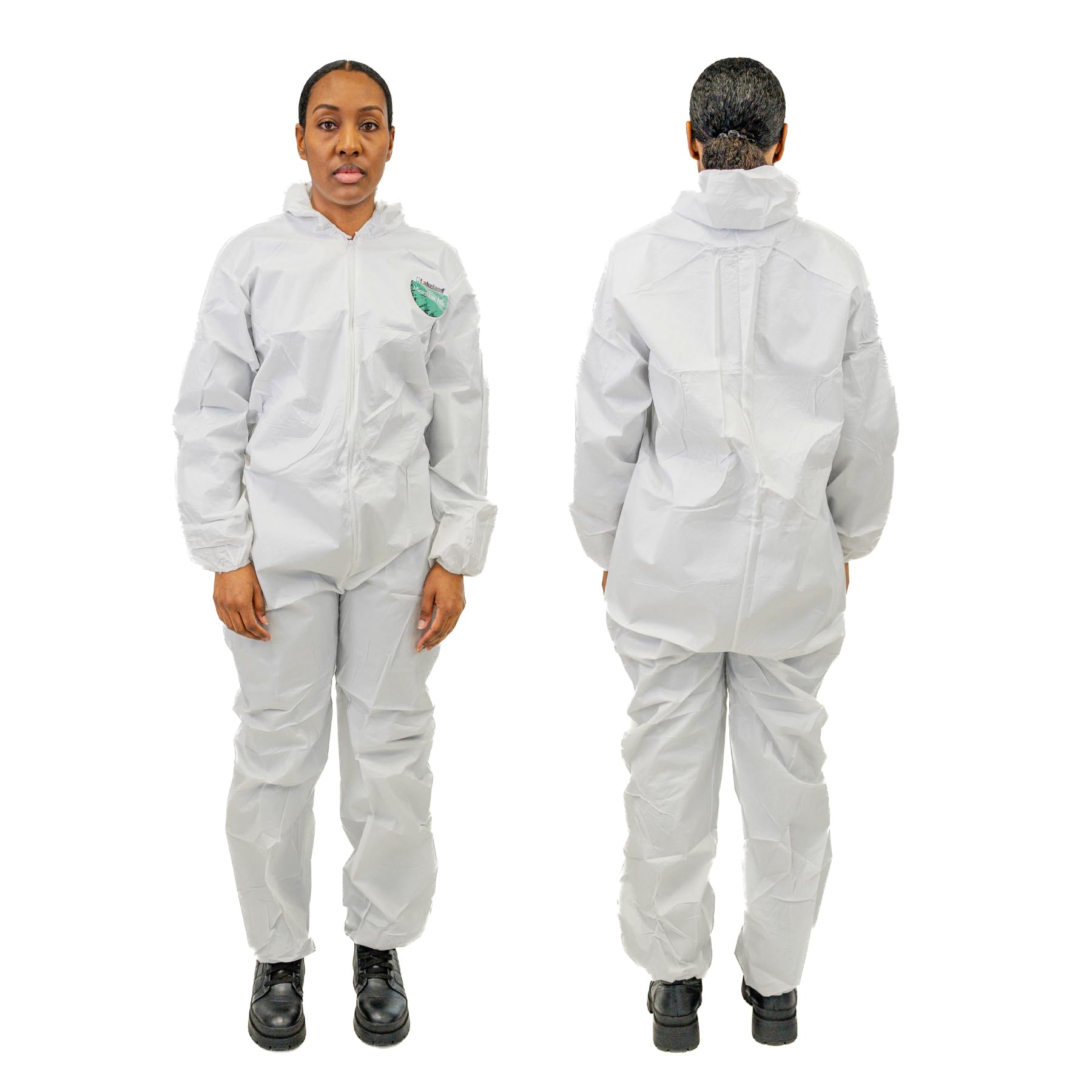 Lakeland MicroMax NS Disposable Coverall with Hood - Full Zipper, Elastic Wrists & Ankles - White PPE for Industrial, Medical & Chemical Protection