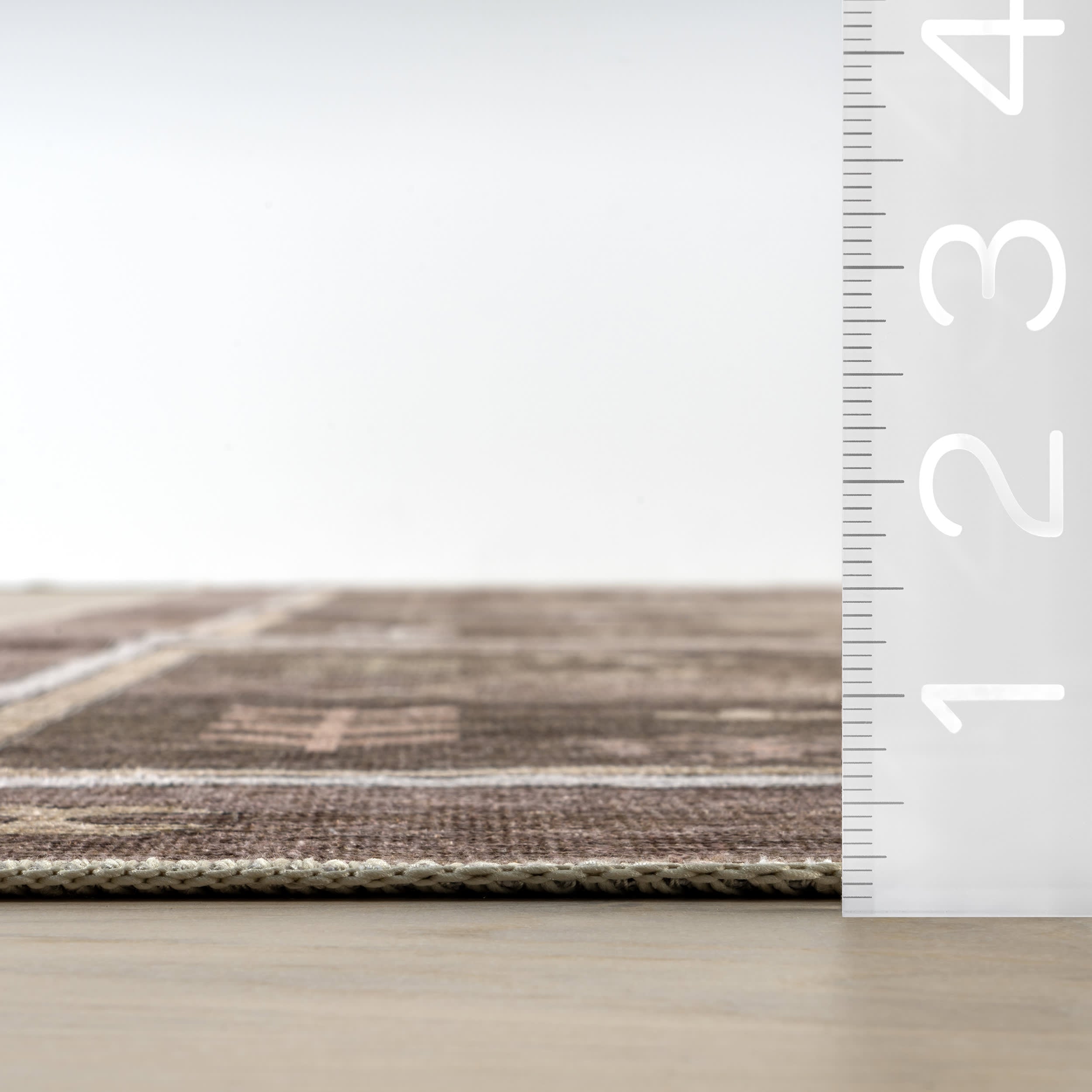 Briar Geometric Spill Proof Washable Rug - Dark Brown Non-Slip Area Rug for Living Room, Bedroom, Kitchen & High Traffic Areas