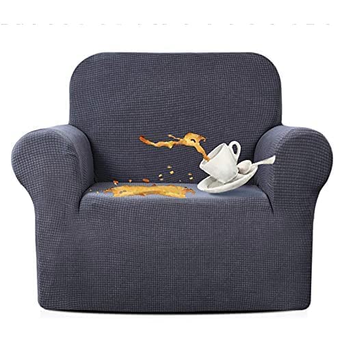 Waterproof Stretch Jacquard Armchair Cover - Water-Repellent Sofa Slipcover for Living Room Chairs, Couches | Protects from Pets, Kids & Spills (Gray) - Perfect for Pet Owners, Families & High-Traffic Areas